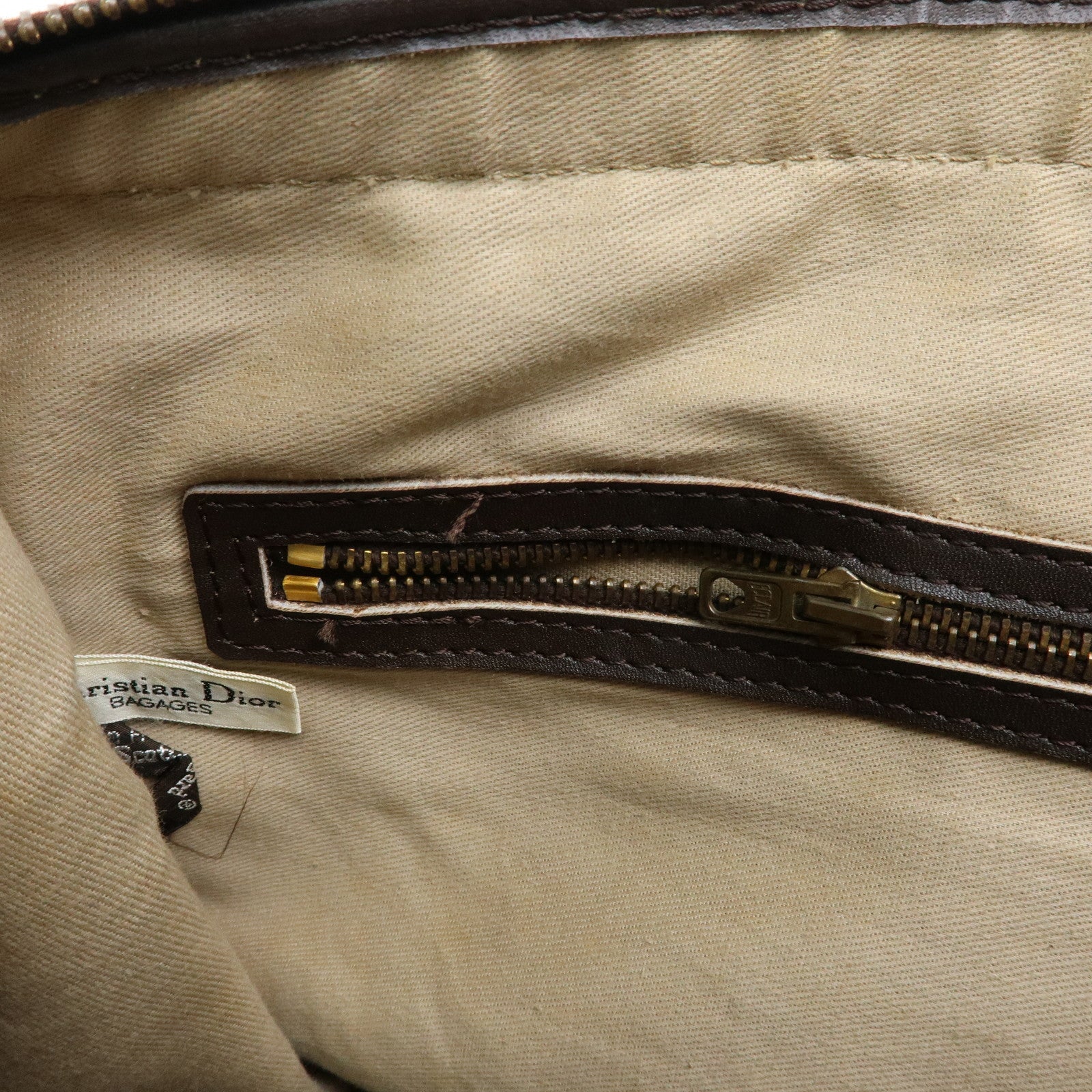 Christian Dior Trotter Suede Leather Boston Bag Hand Bag Brown