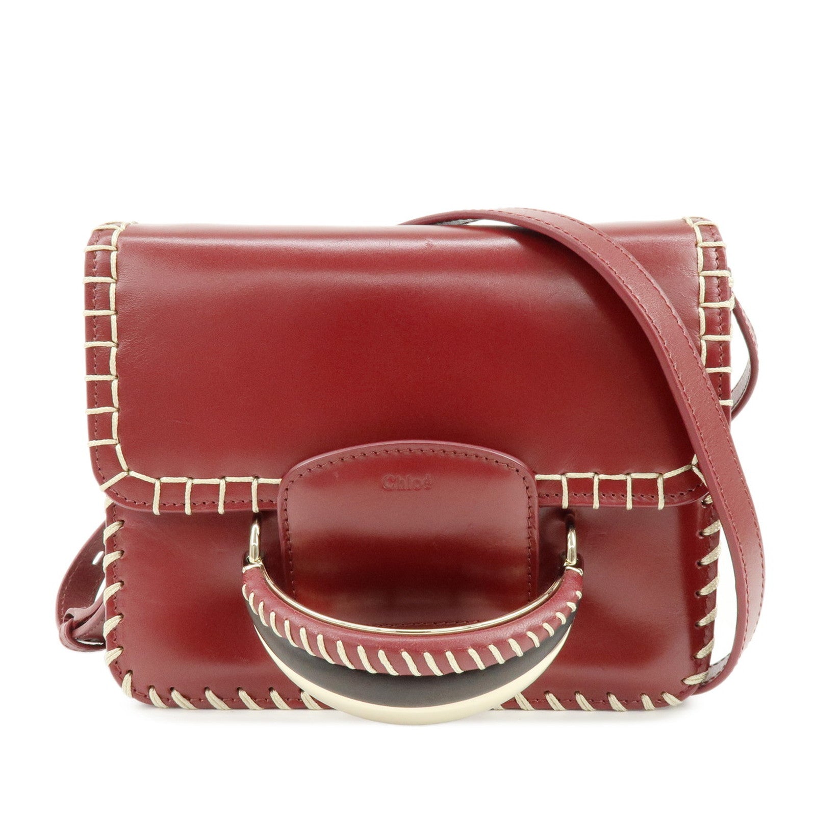 Chloe KATTIE Leather Shoulder Bag Crossbody Bag Wine Red