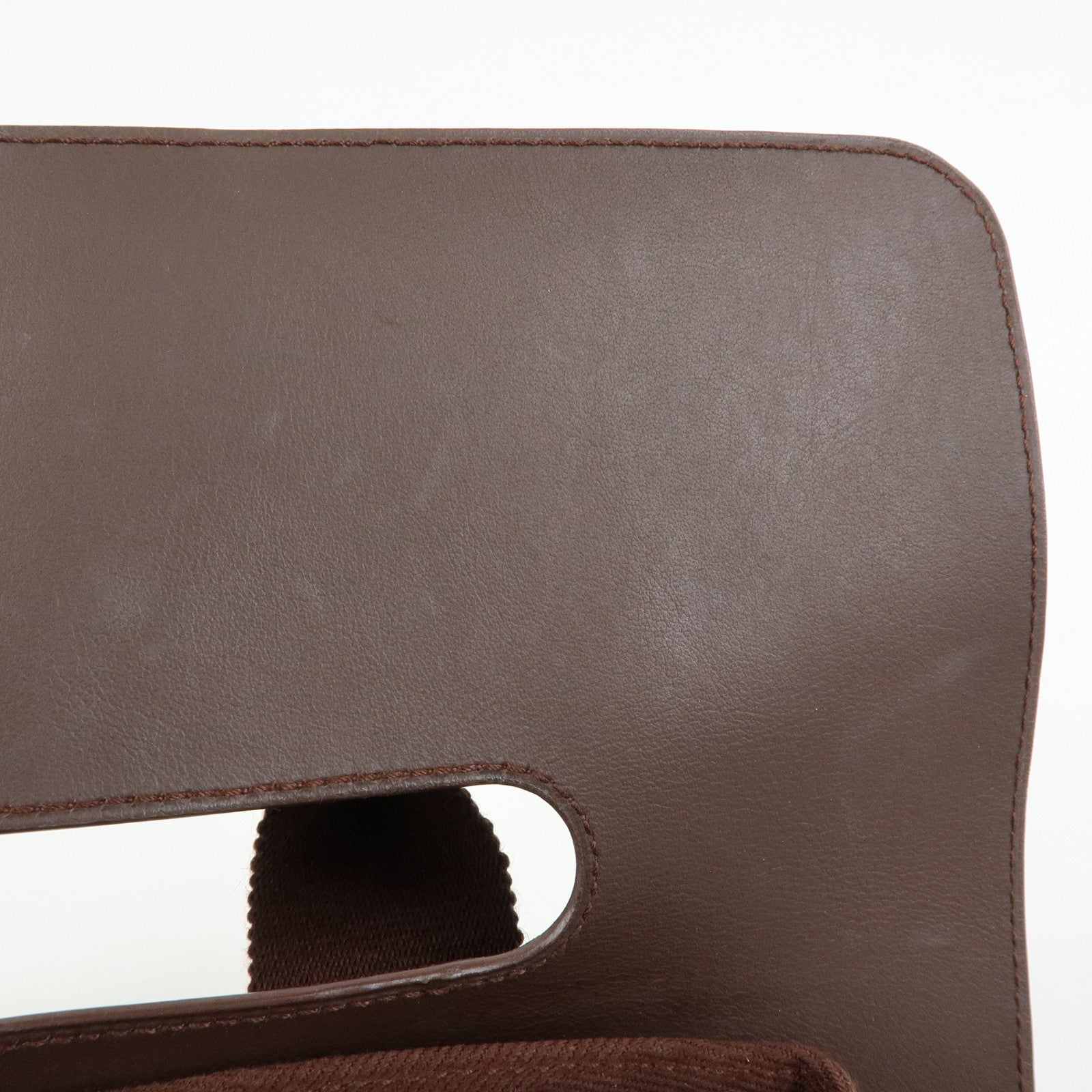 HERMES Toile Chevron Valparaiso Long PM Hand Bag Brown