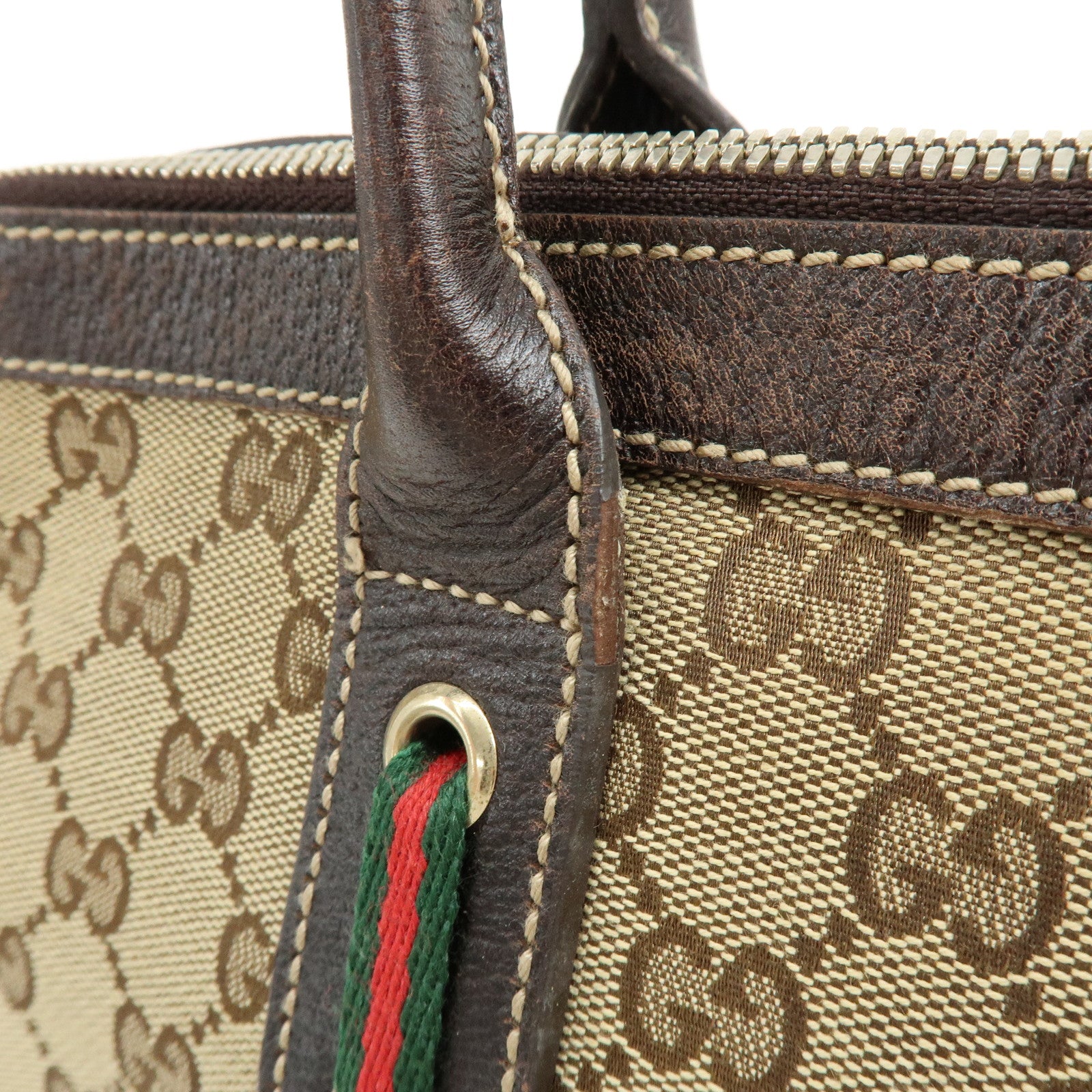 GUCCI Sherry Princy GG Canvas Leather Tote Bag Shoulder Bag 177052