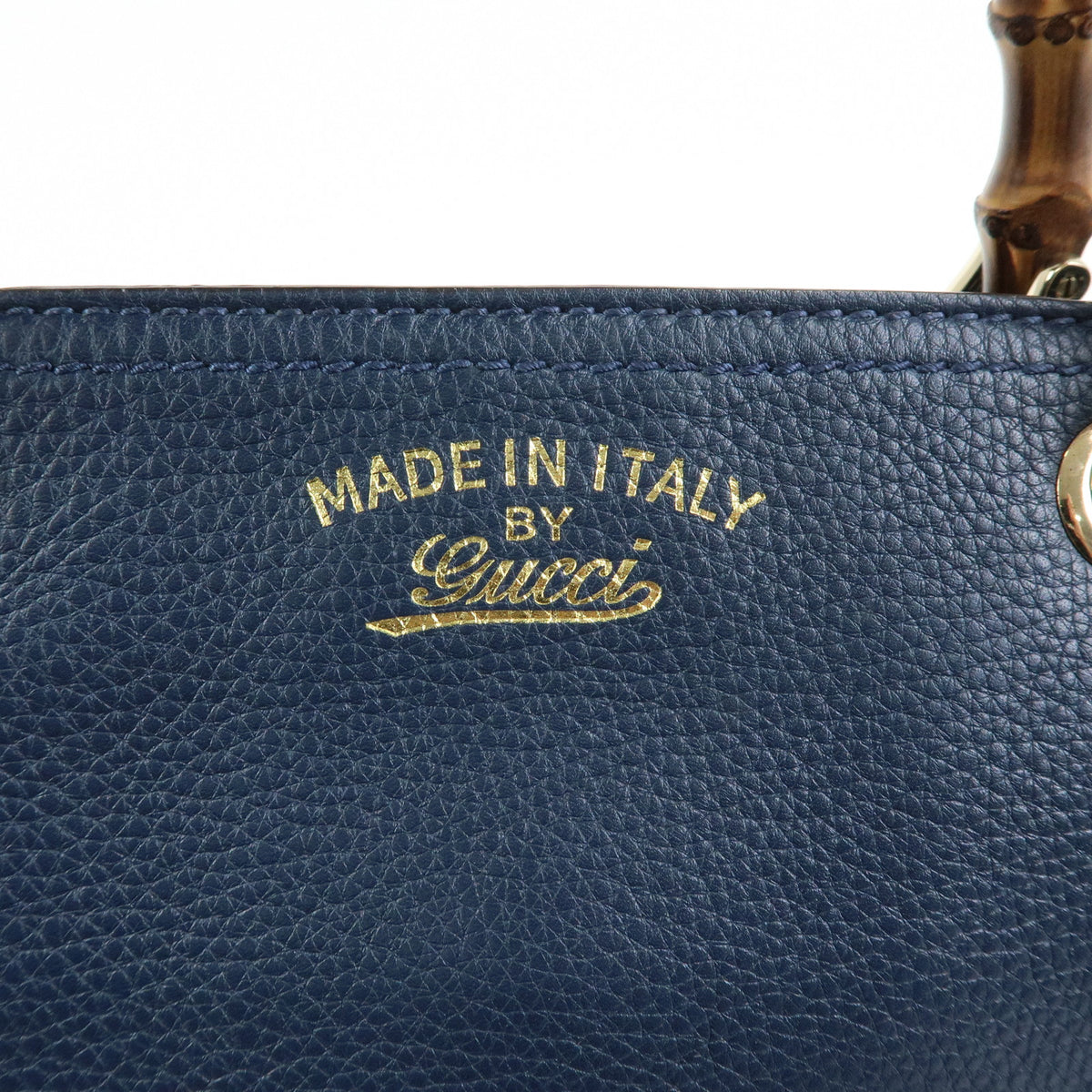 GUCCI Bamboo Shopper Small Leather 2Way Bag Tote Bag Navy 336032