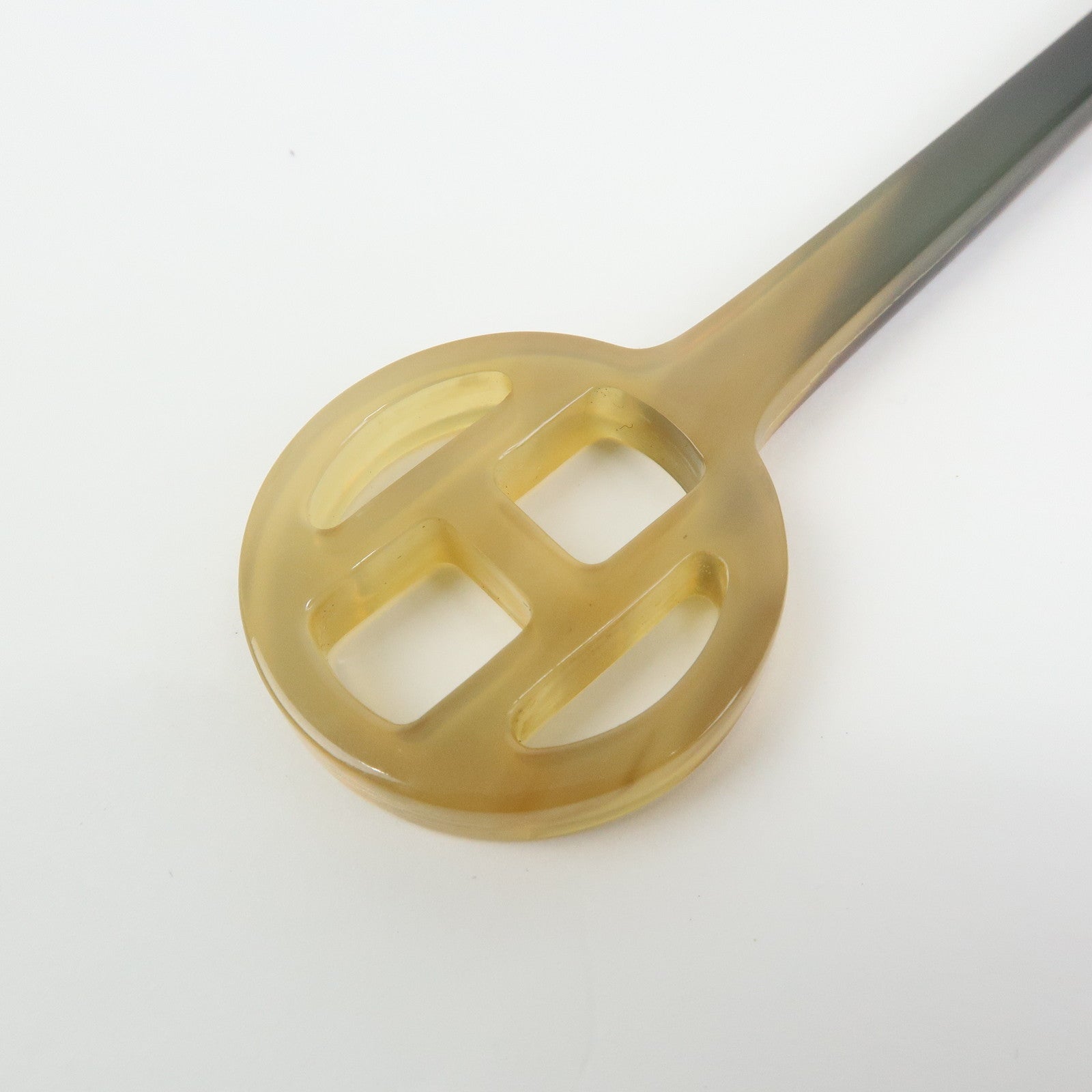 HERMES Buffalo Horn Hair Pin Rocaille Kanzashi Natural Brown