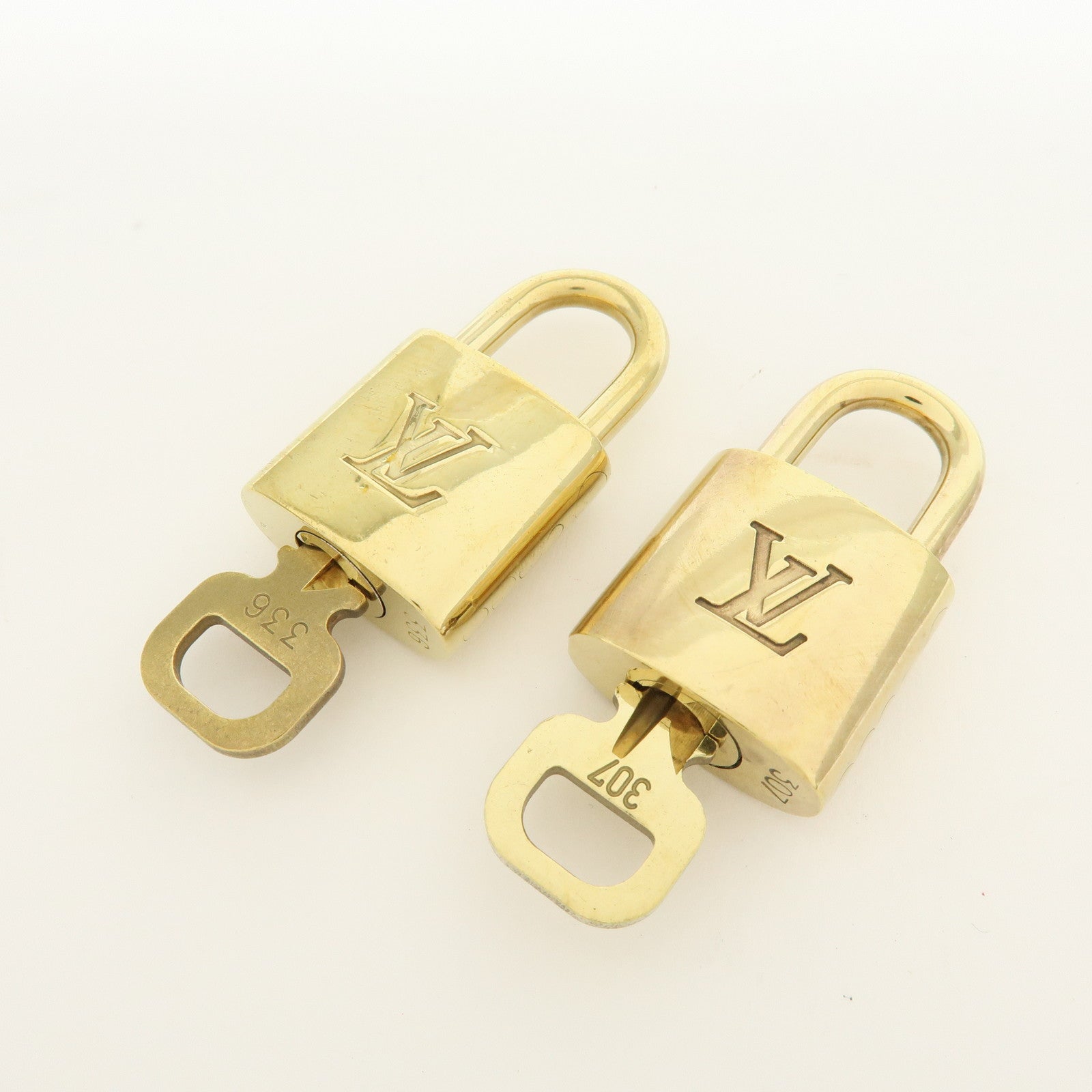 Louis Vuitton Lot of 10 Metal Lock & Key Cadena Key Lock Gold