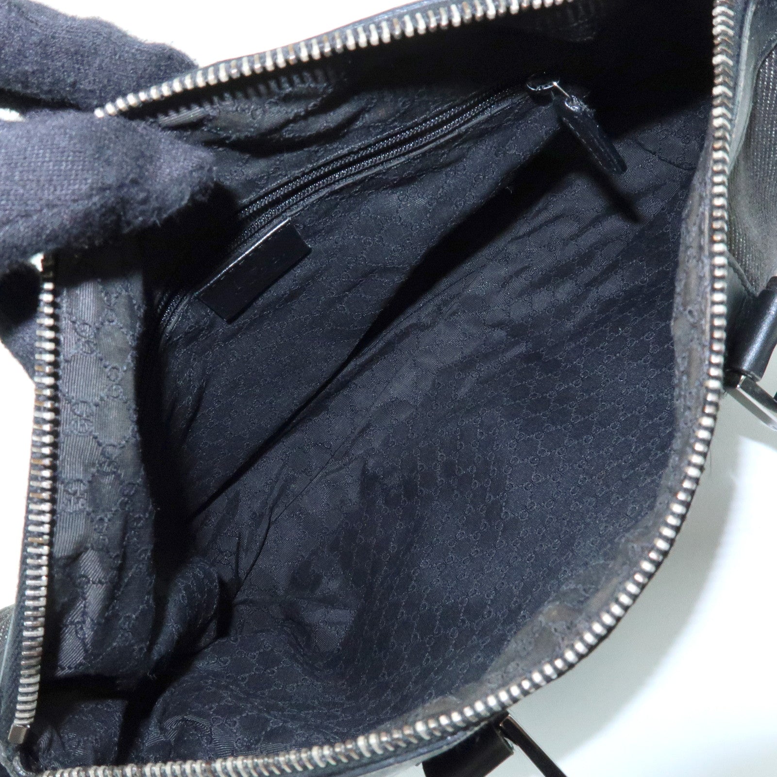 GUCCI Canvas Leather Boston Bag Hand Bag Black Dark Grey 30458