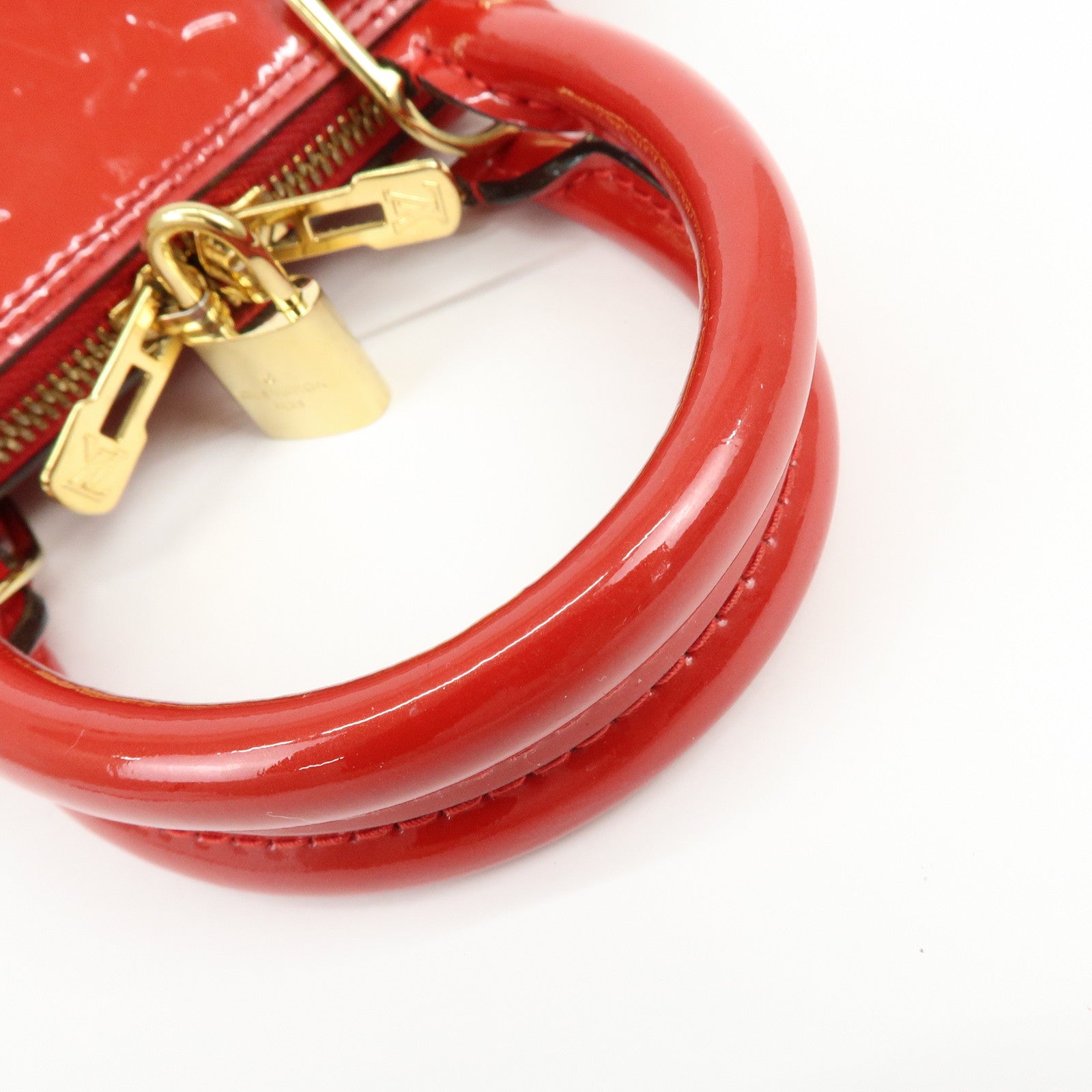 Louis Vuitton Monogram Vernis Alma BB 2Way Hand Bag Cerise M90174