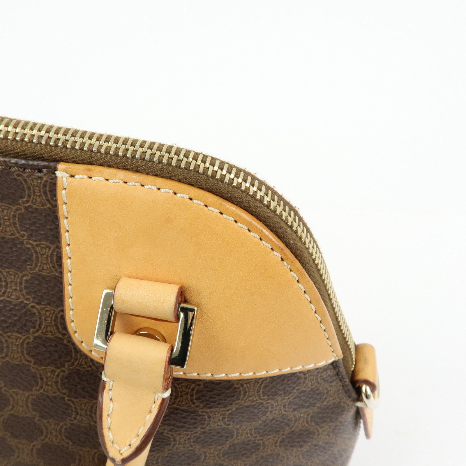 CELINE Macadam PVC Leather 2Way Bag Hand Bag Brown