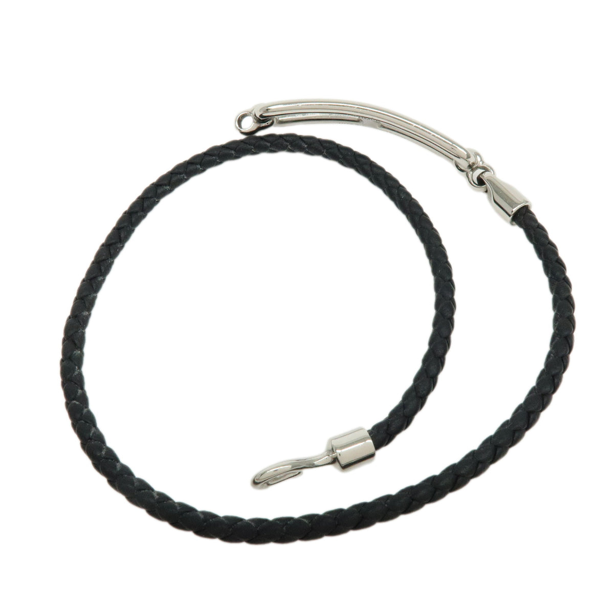 HERMES Veau Swift Leather Roulis Double Tour Bracele Black Silver