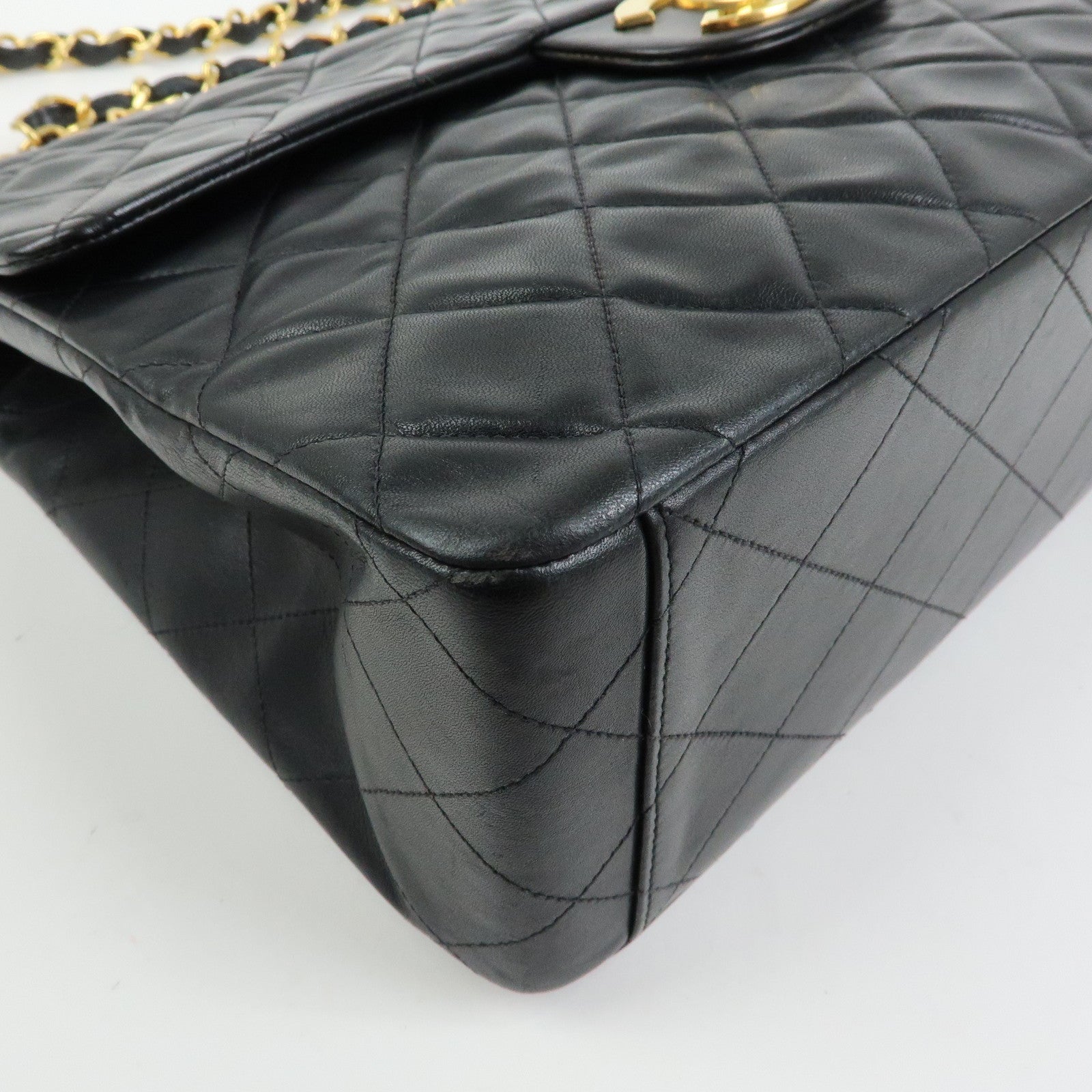 CHANEL Jumbo Matelasse 34 Lamb Skin Shoulder Bag Black A01094