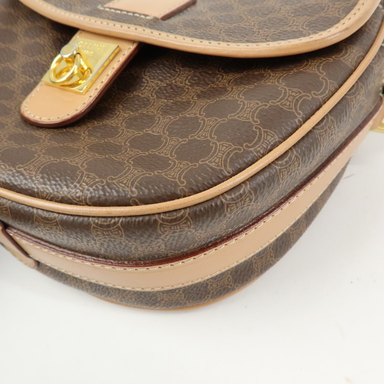 CELINE Macadam PVC Leather Shoulder Bag Crossbody Bag Brown