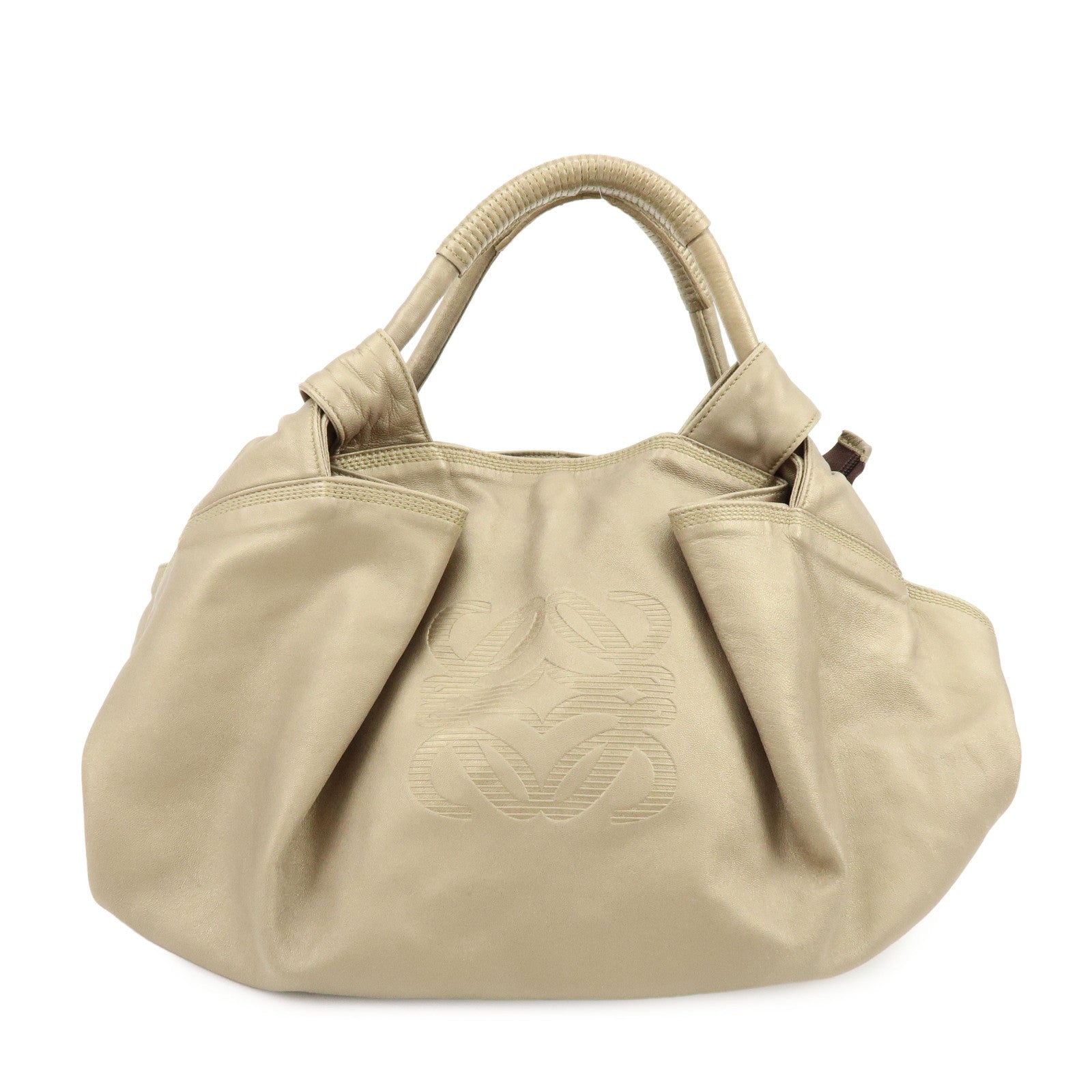 LOEWE Anagram Nappa Aire Leather Hand Bag Tote Bag Gold