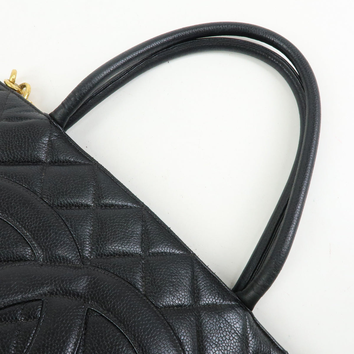CHANEL Medallion Matelasse COCO Mark Caviarskin Tote Hand Bag A01804