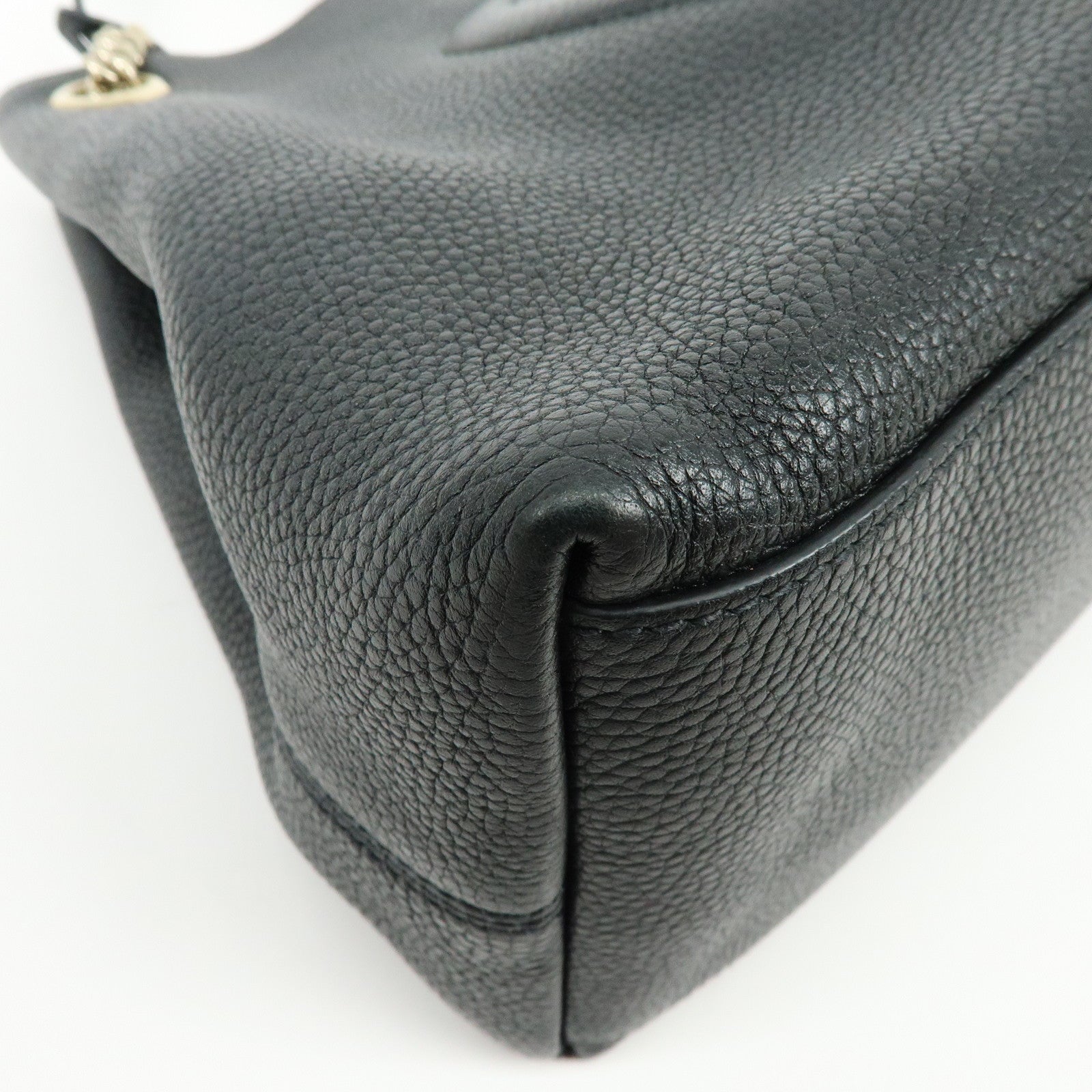 GUCCI SOHO Interlocking G Leather Chain Shoulder Bag Black 536196