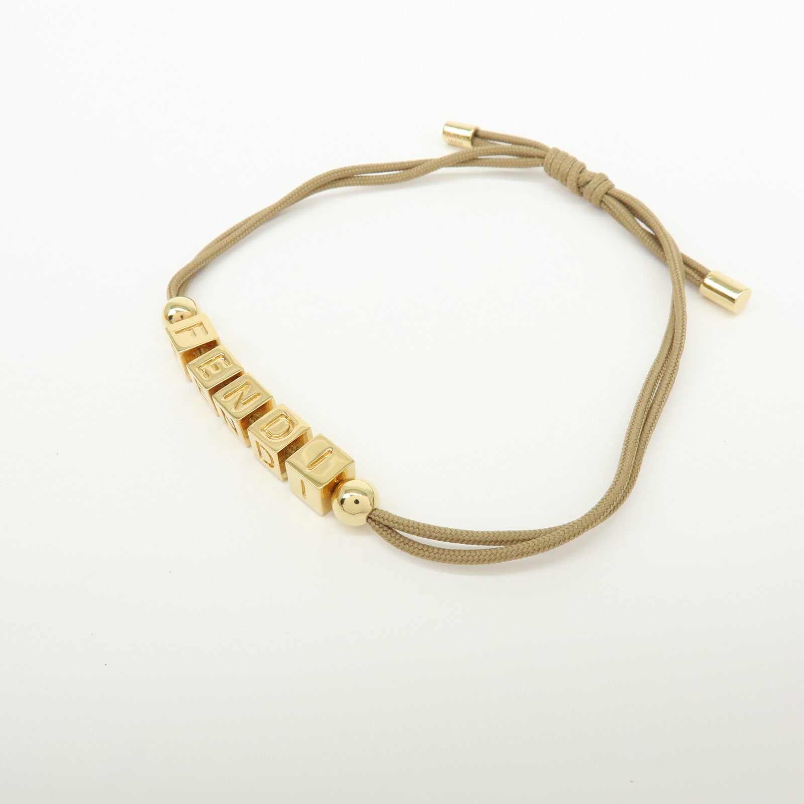 FENDI Logo Cube Graffiti Metal Bracelet Gold Brown