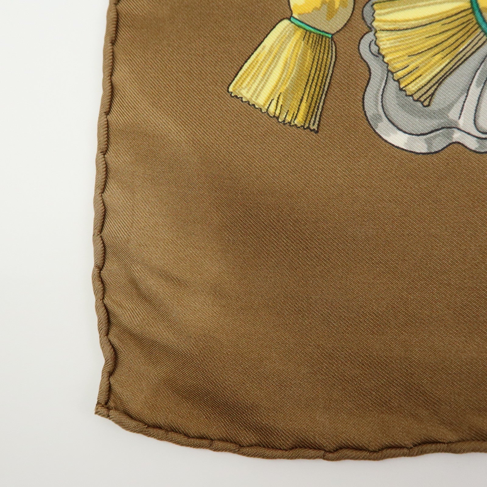HERMES Carre 90 Silk 100% Scarf Ferronnerie Brown Gold