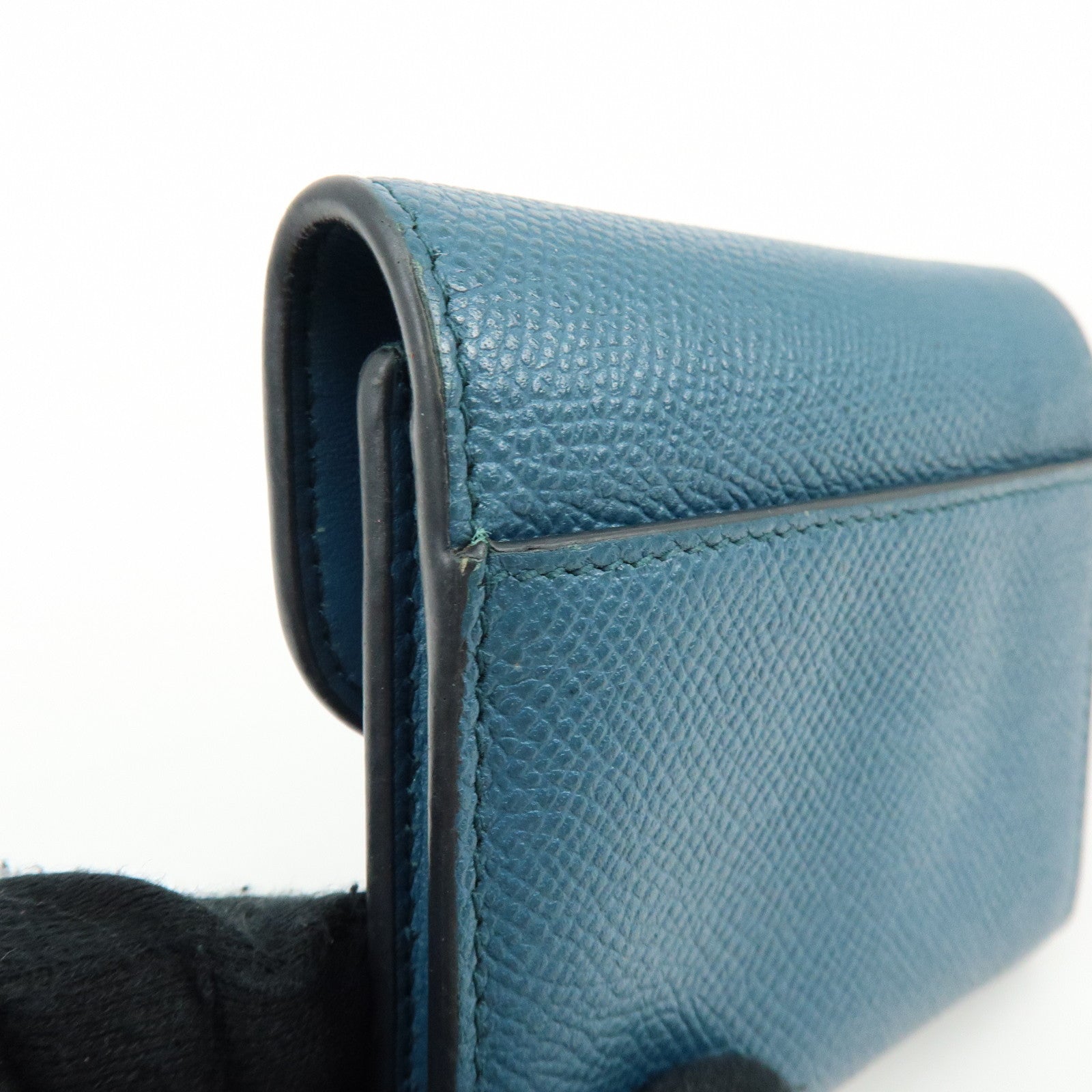 Christian Dior Saddle Leather Tri-Fold Compact Wallet Blue