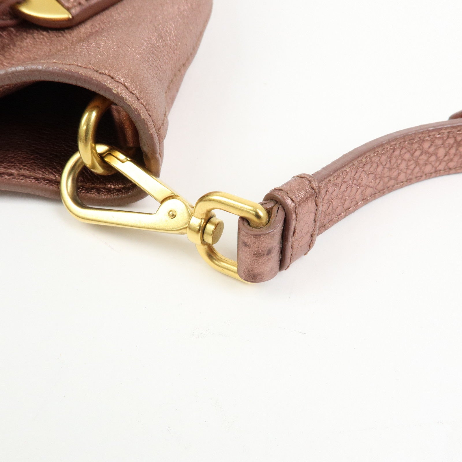 PRADA Vitello Daino Leather 2Way Tote Shoulder Bag Metallic Pink BN1713