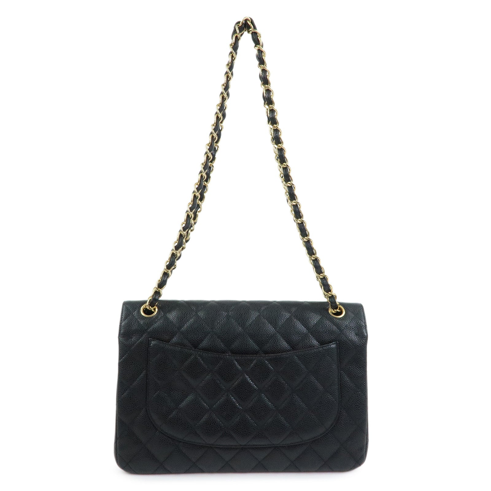 CHANEL Matelasse 30 W Flap Caviarskin Chain Shoulder Bag Black A58600