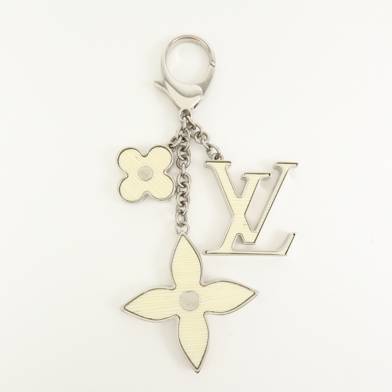 Louis Vuitton Bijoux Sac Fleur de Epi Bag Charm Silver White M65085