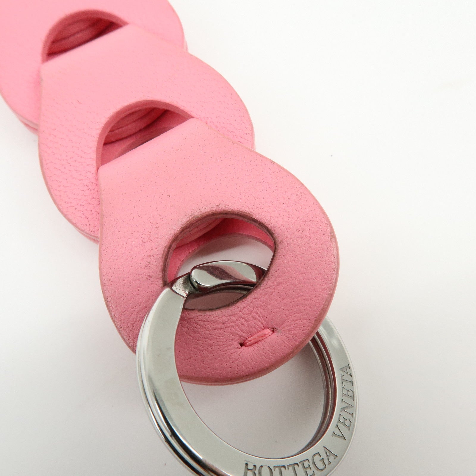 BOTTEGA VENETA Leather Metal Bag Charm Chain Motif Pink 577930