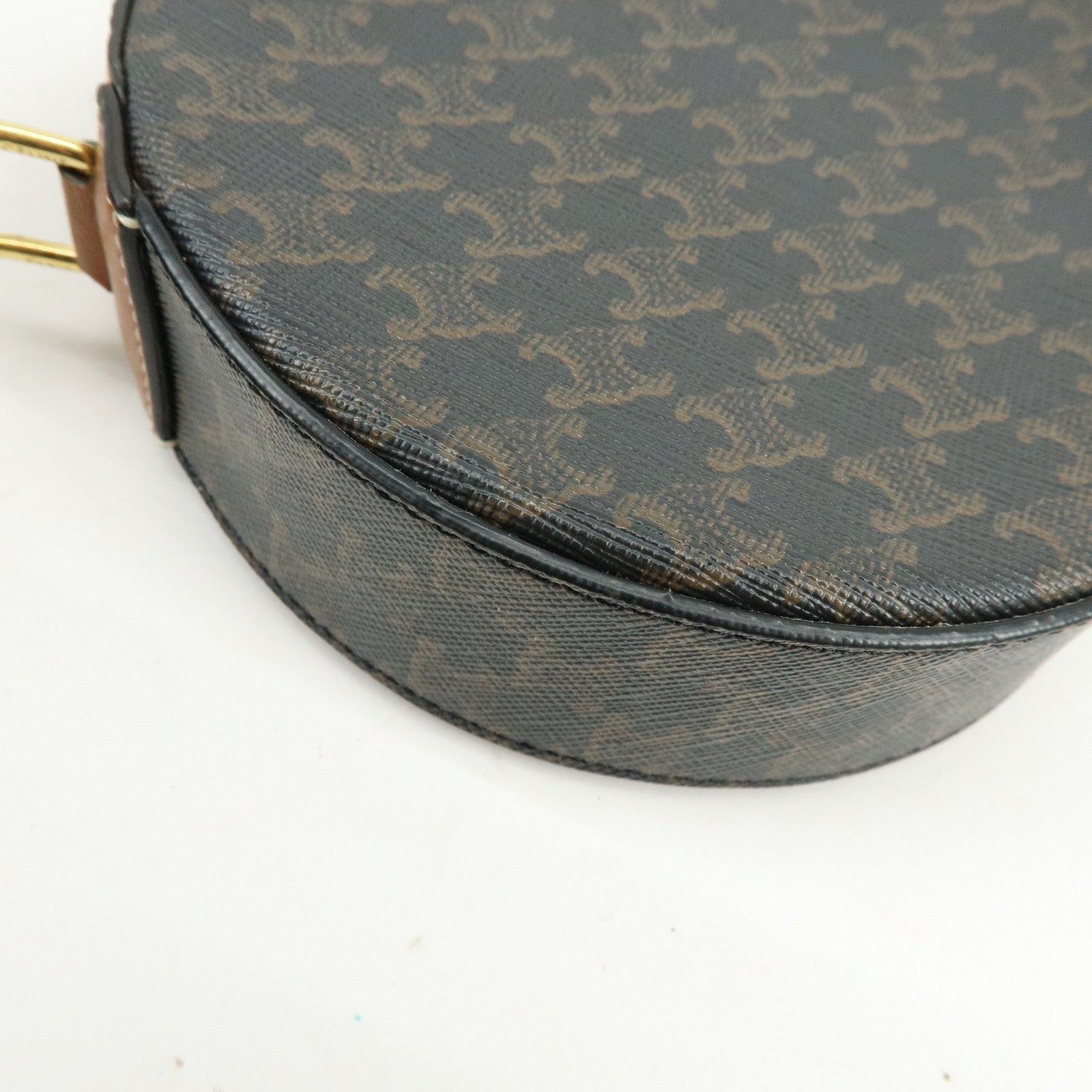 CELINE Triomphe PVC Leather Round Shoulder Bag Round Purse Brown