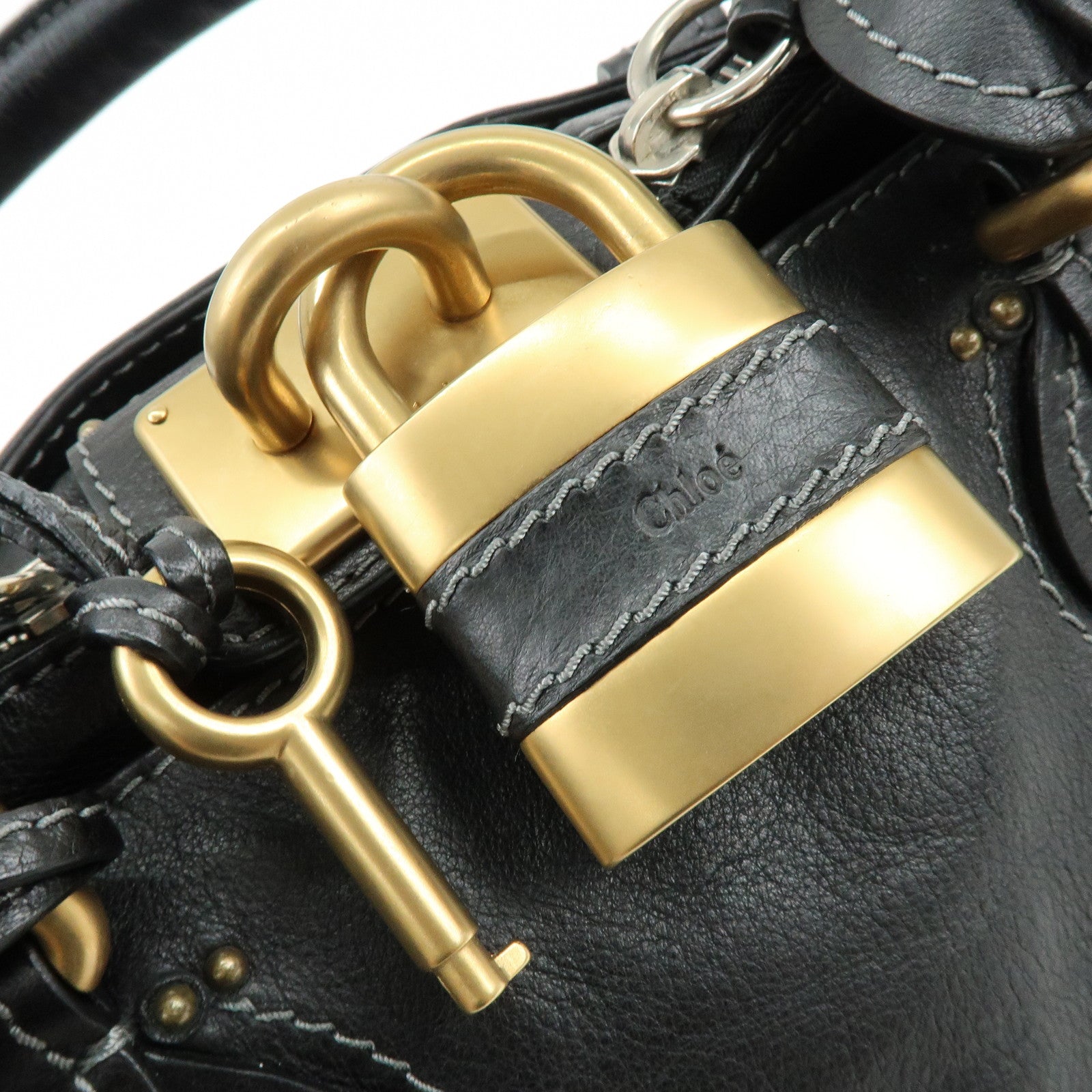 Chloe Paddington Leather Hand Bag Shoulder Bag Black