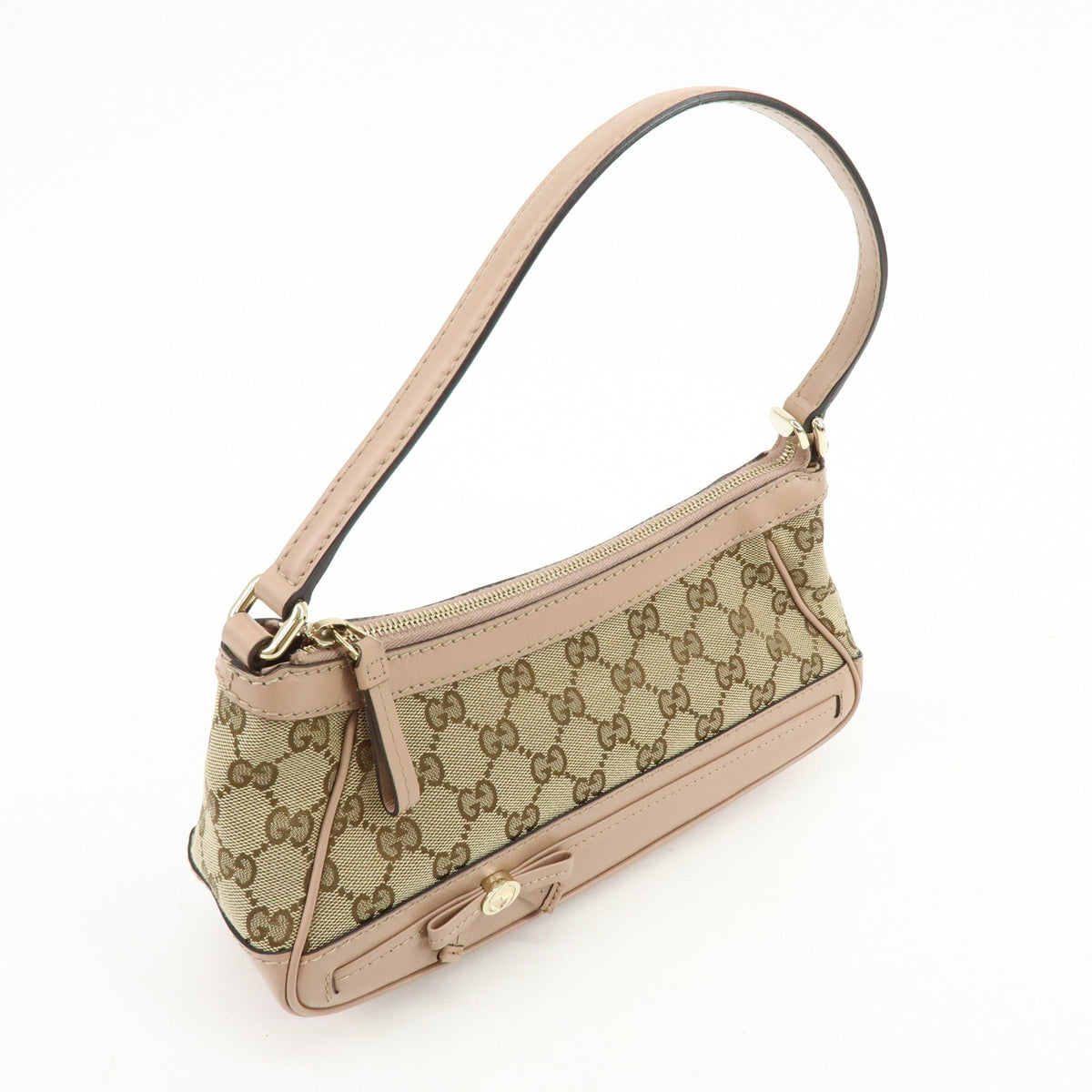 GUCCI Mayfair GG Canvas Leather Hand Bag Shoulder Bag Beige Pink 569893