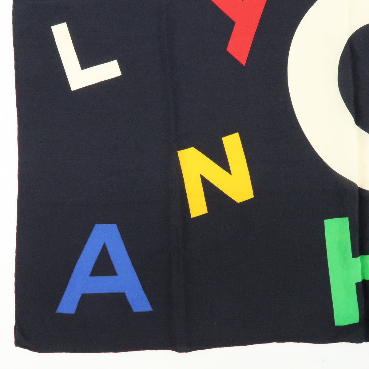CHANEL Logo Silk 100% Scarf Black Multicolor