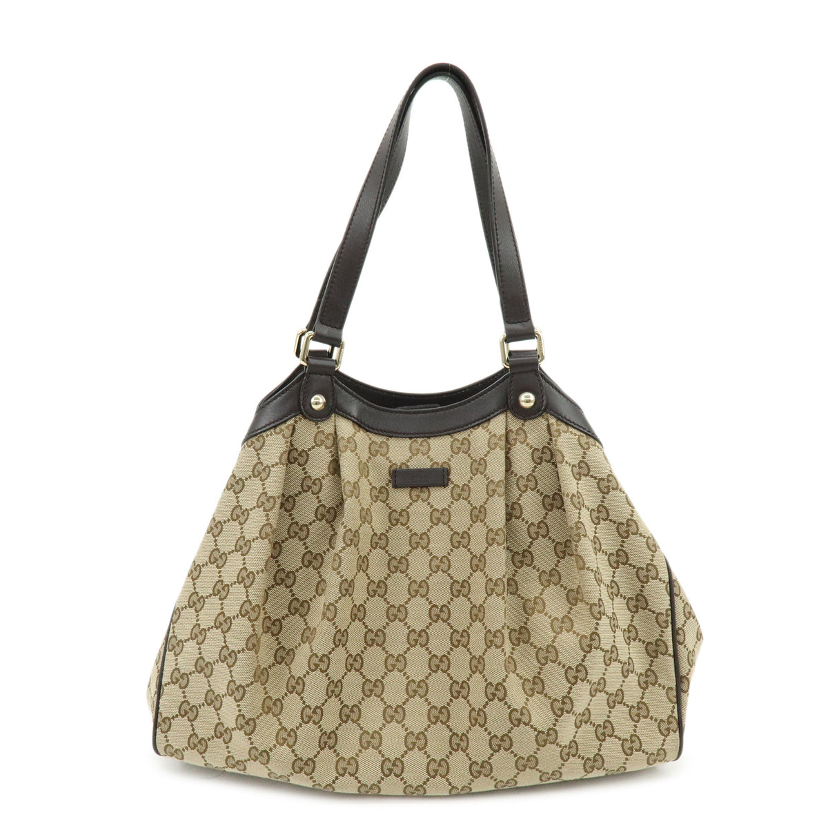 GUCCI GG Canvas Leather Hand Bag Shoulder Bag Toe Bag Brown 388919