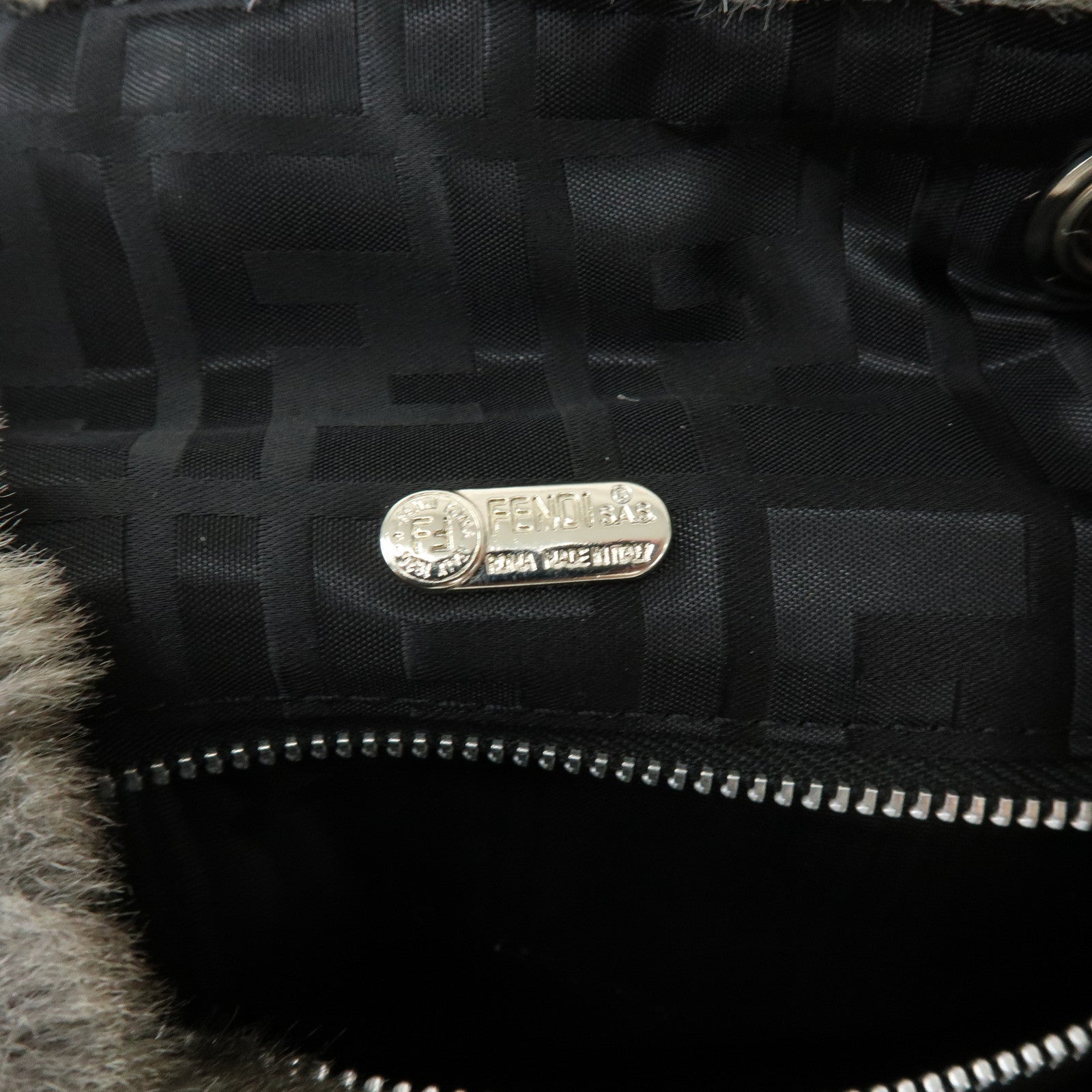 FENDI Zucca Mink like Fur Suede Backpack Rucksuck Gray
