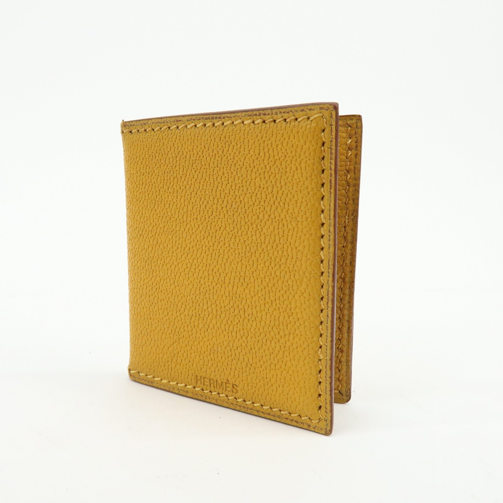 HERMES Leather Mini Photo Case Yellow □F Stamp 2002