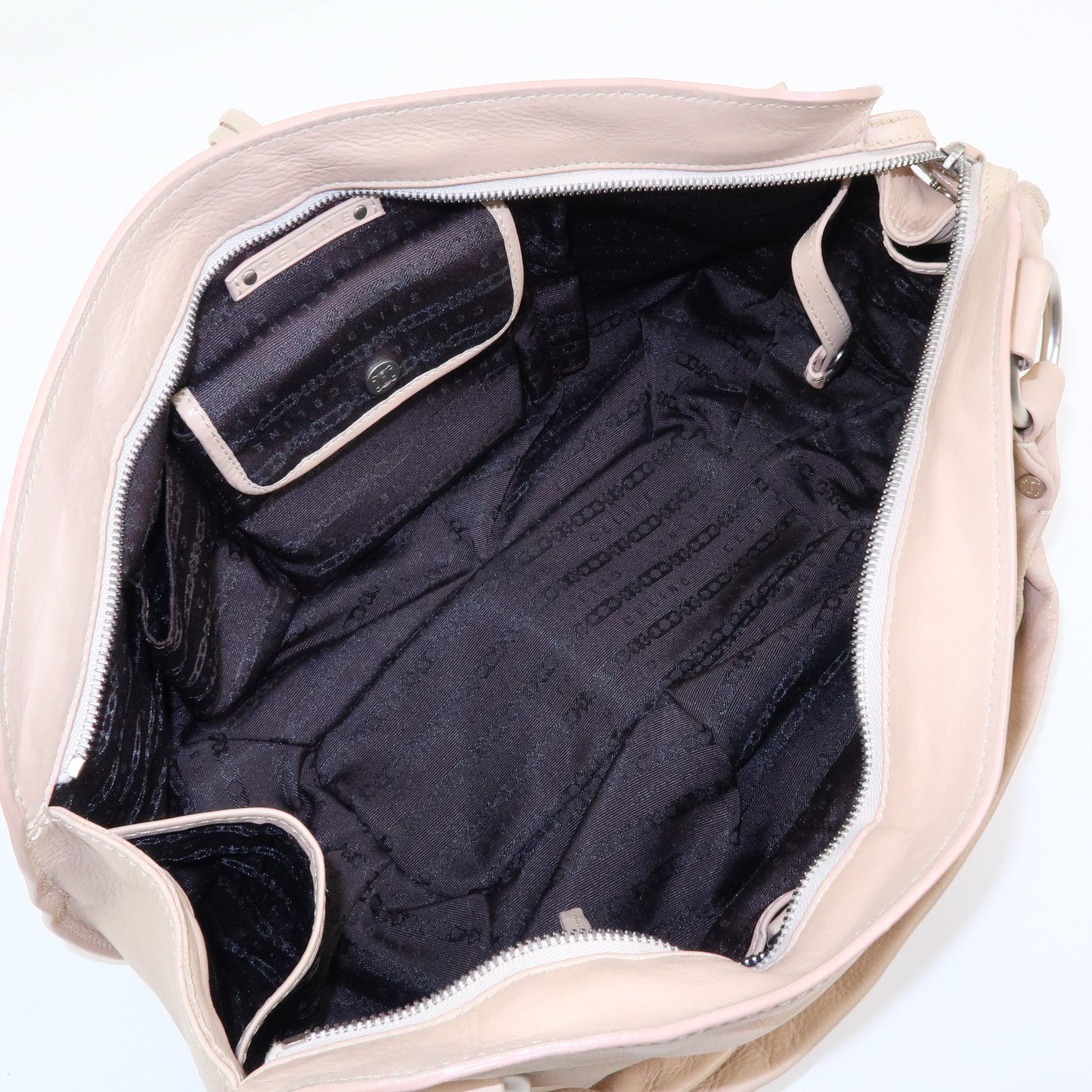 CELINE Bittersweet Leather Shoulder Bag Hand Bag Pink Beige