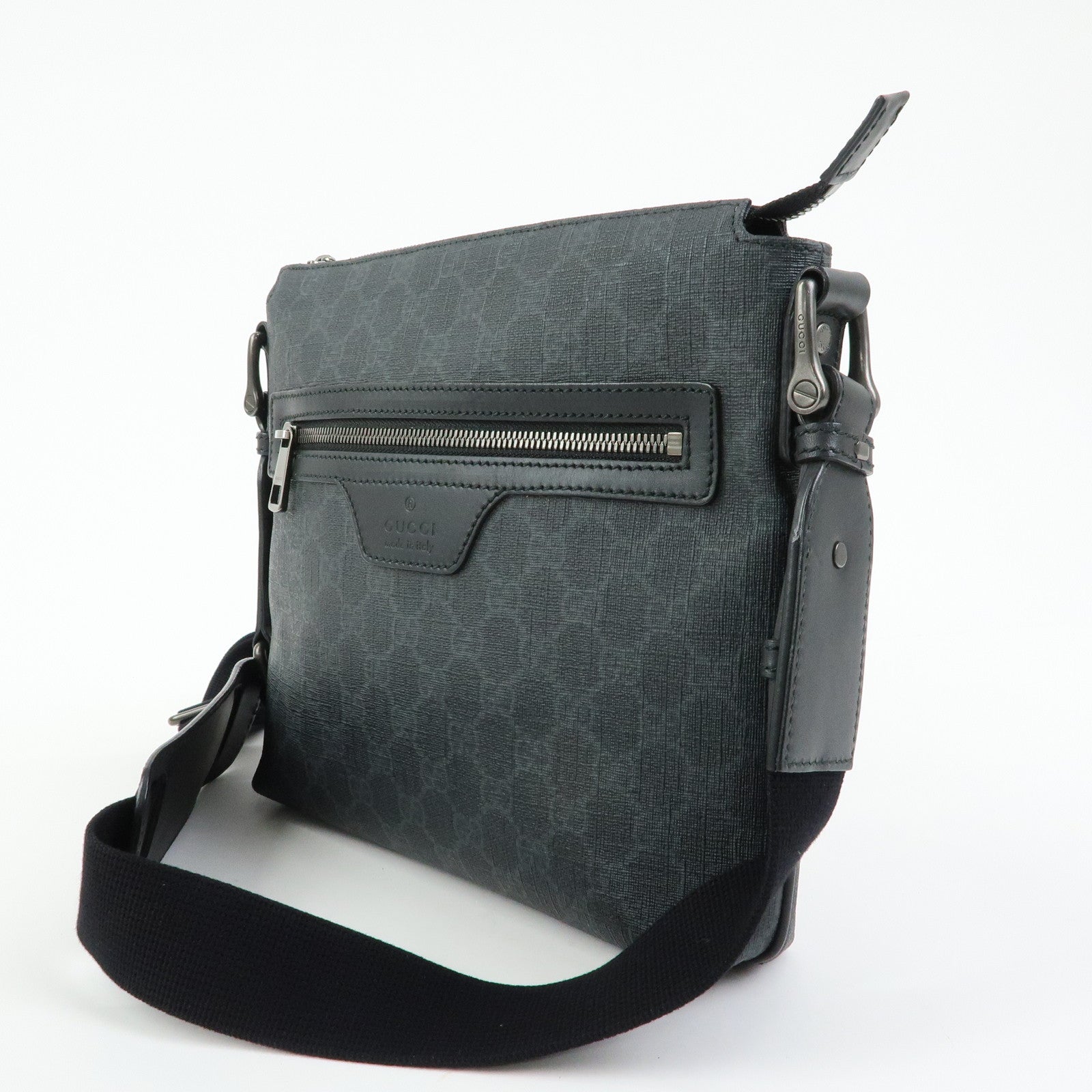 GUCCI GG Supreme Leather Shoulder Bag Crossbody Bag Black 387514