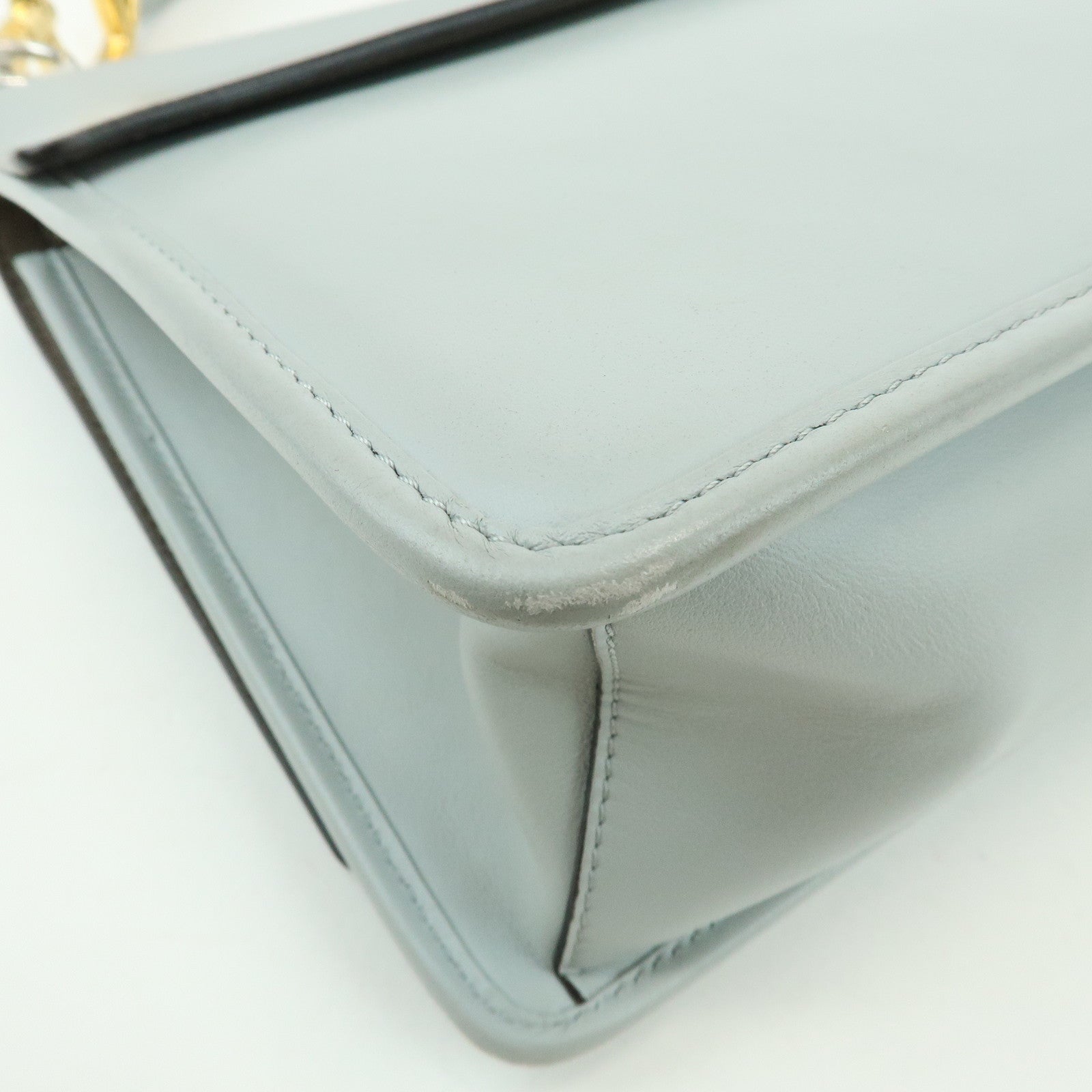 FENDI KAN I Leather 2Way Bag Shoulder Bag Hand Bag Gray