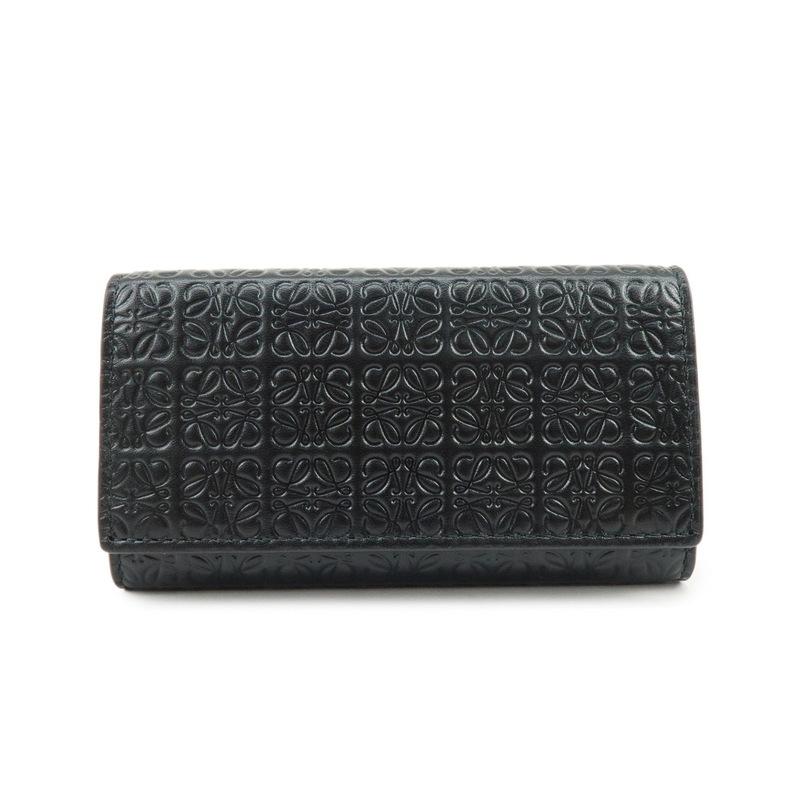 LOEWE Repeat Anagram Calf Leather 6 Ring Key Case Key Holder Black