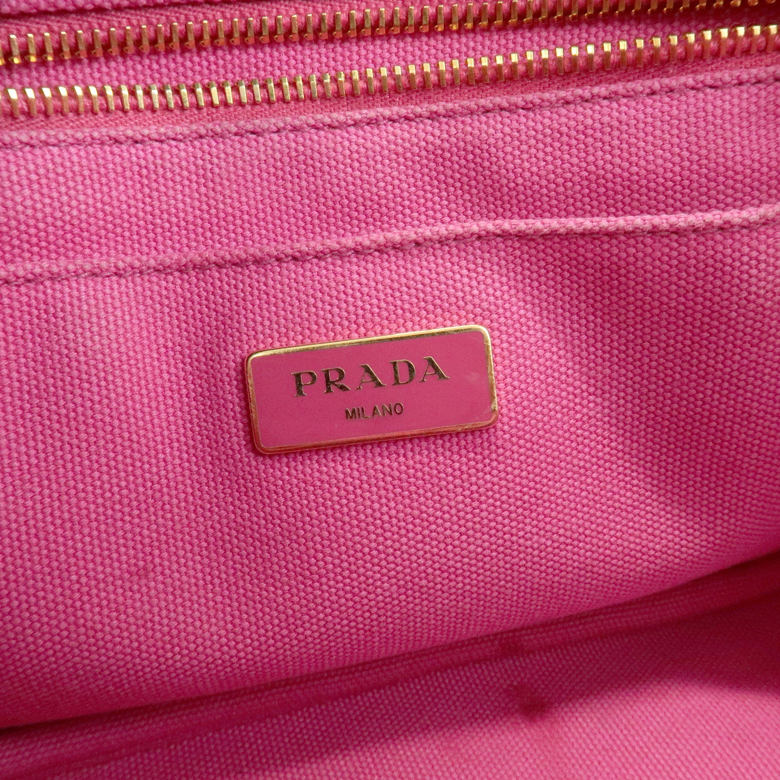 PRADA Triangle Logo Canapa Mini Canvas Tote Hand Bag Pink BN2439