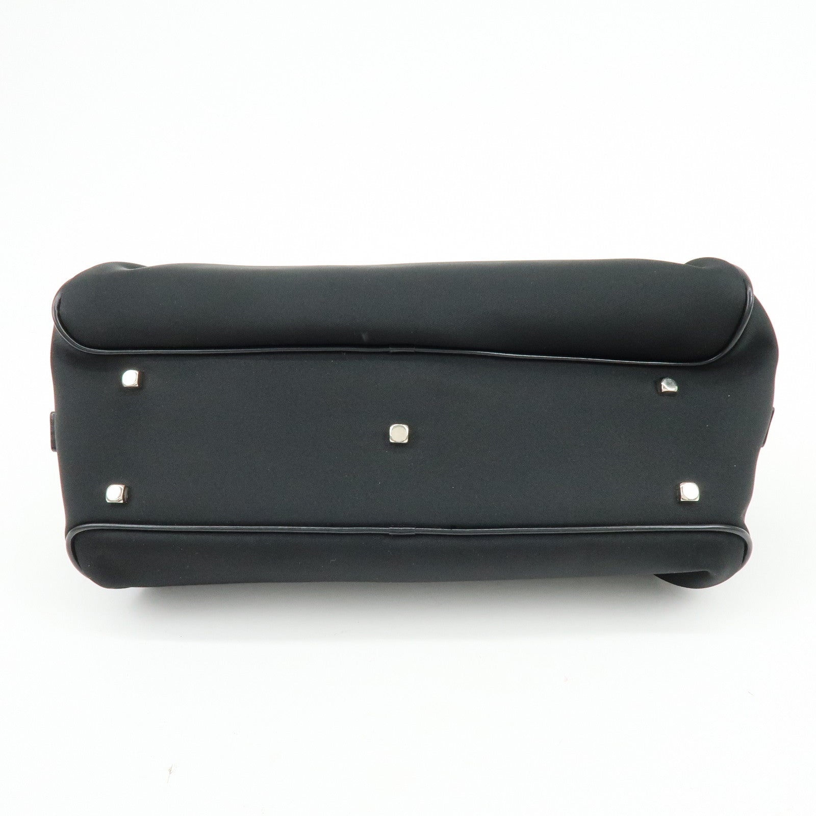 Ferragamo Nylon Leather Hand Bag Mini Boston Bag Black