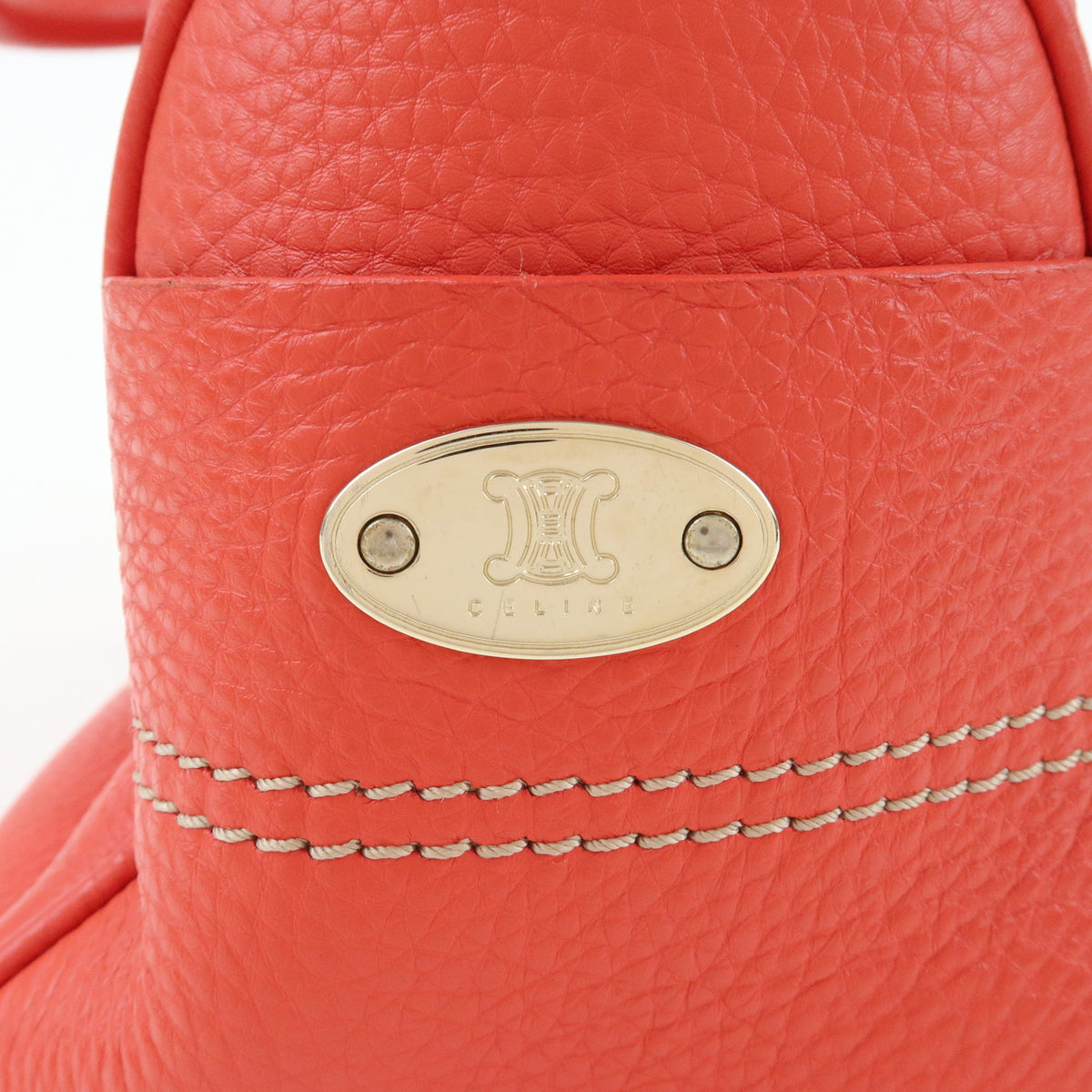 CELINE Boogie Bag Leather Hand Bag Tote Bag Red
