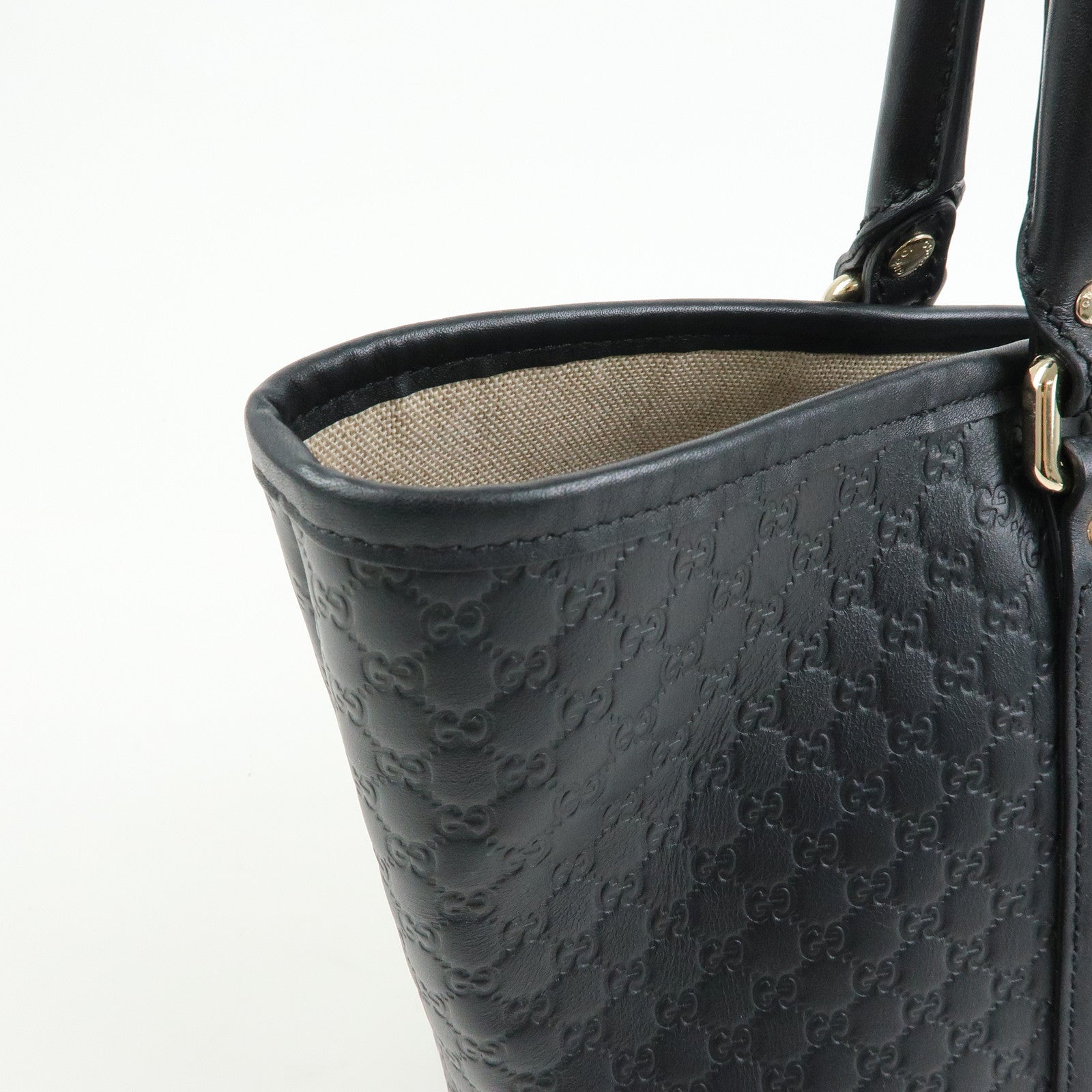 GUCCI Microguccissima Leather Tote Bag Shoulder Bag Black 449647