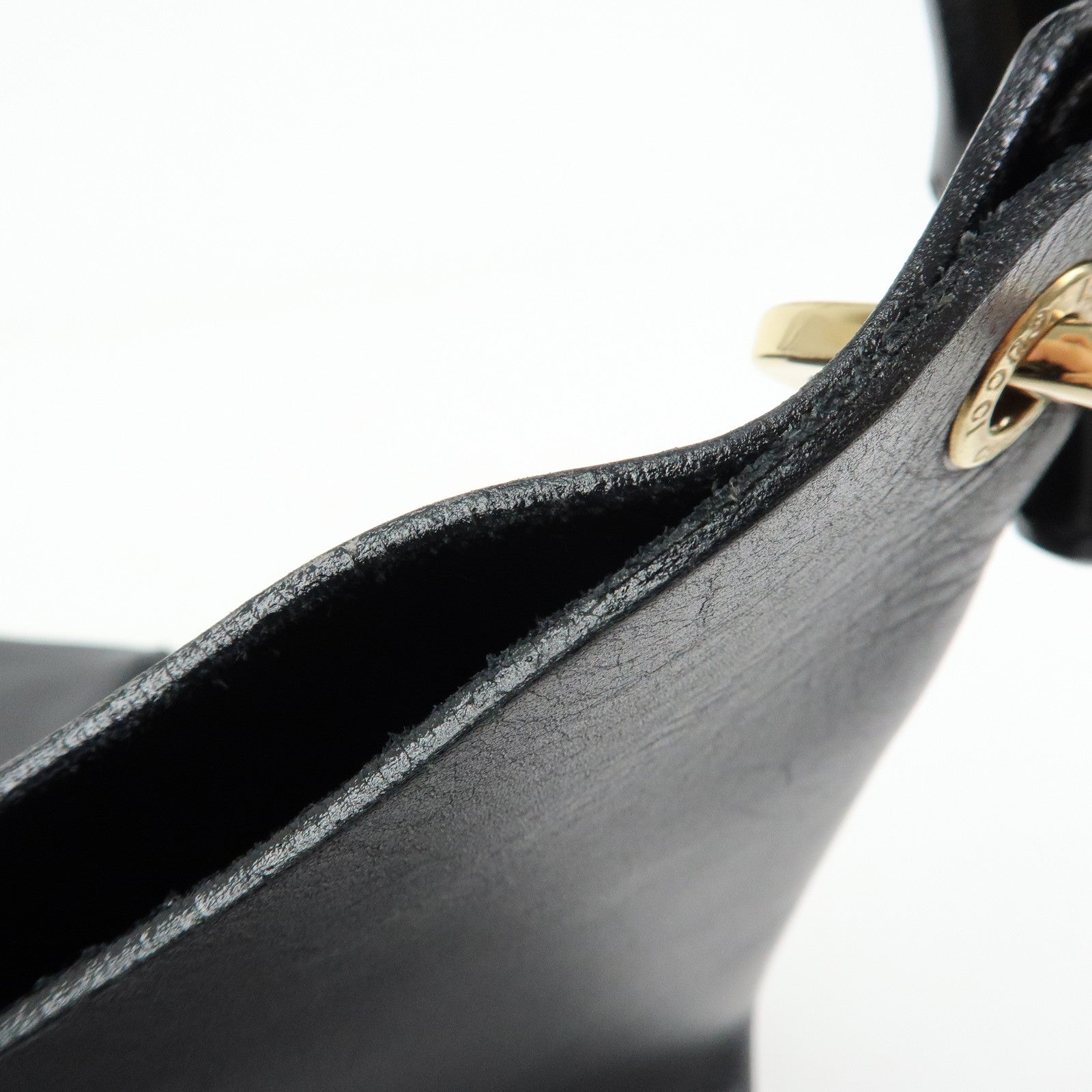 GUCCI Bamboo Leather Shoulder Bag Hand Bag Black 001.2058.1883.0