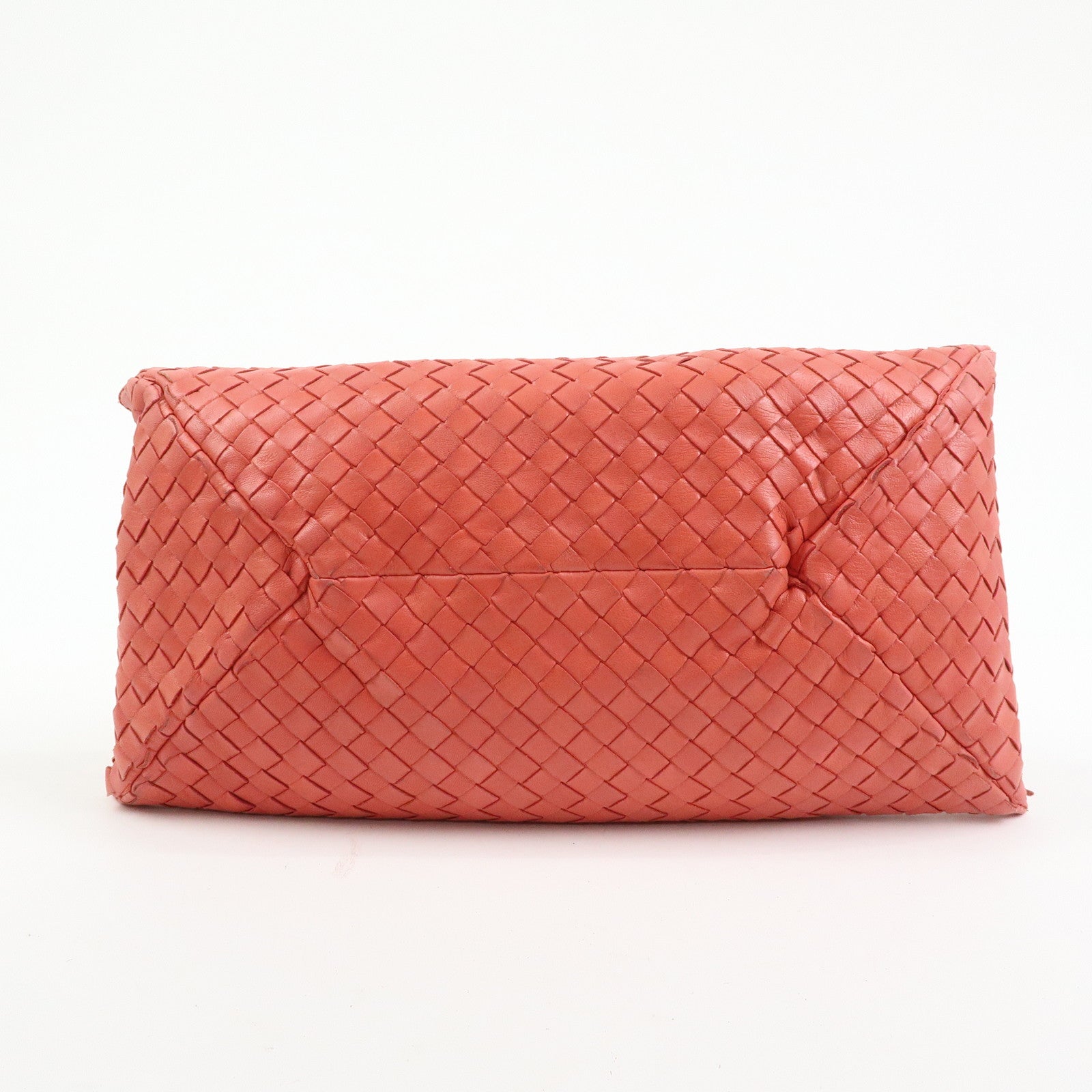 BOTTEGA VENETA Intracciato Leather Shoulder Bag  Hand Bag Coral V0016