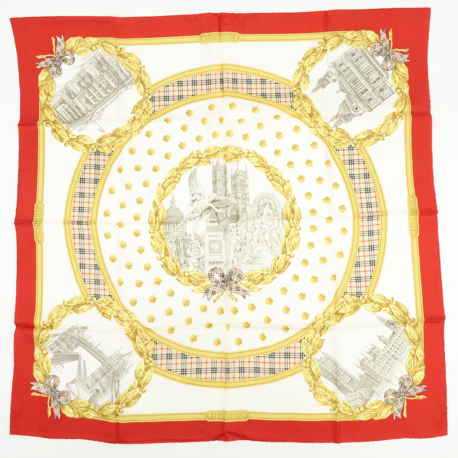 BURBERRY Lot of 3 Silk Cotton Scarf Nova Plaid Navy White Red
