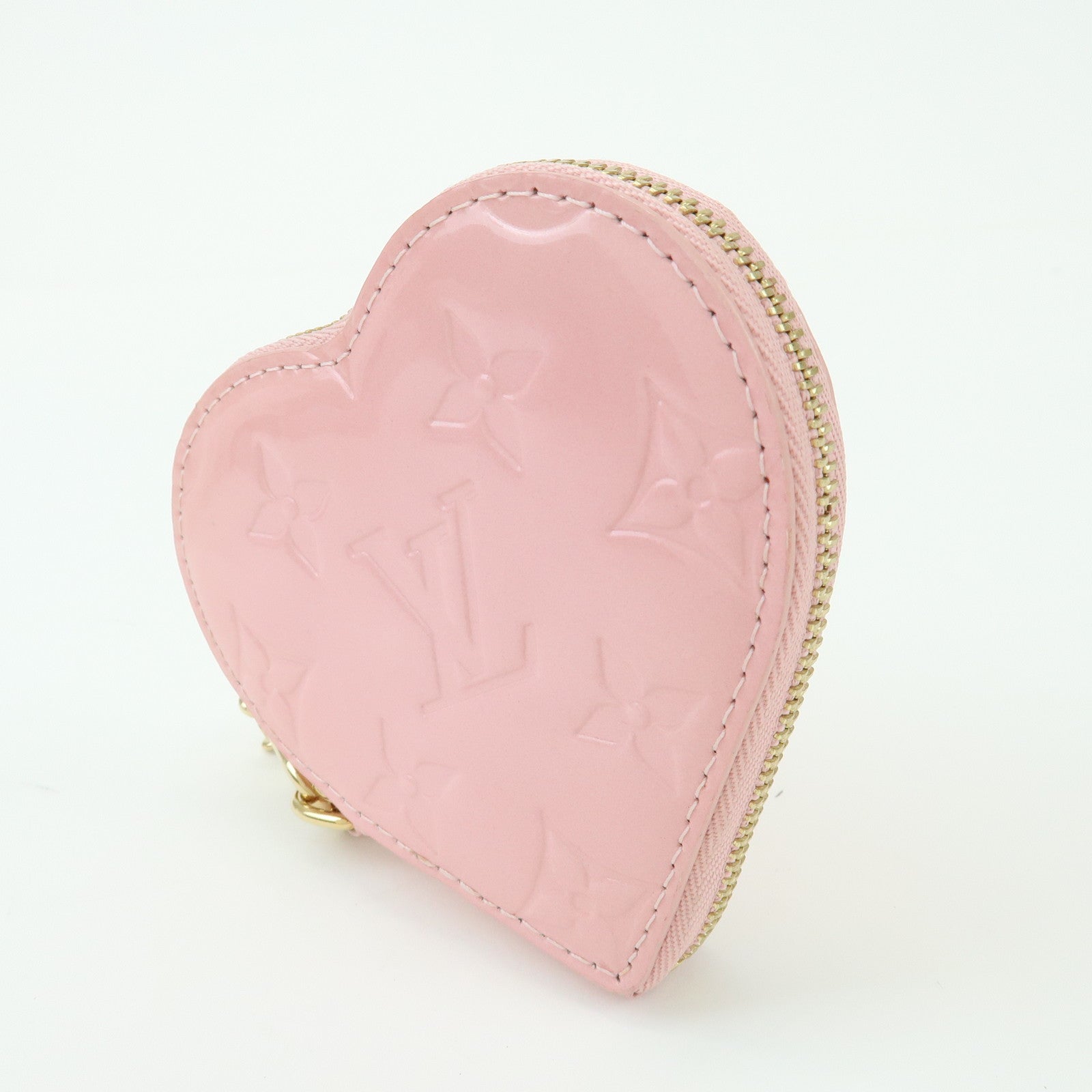 Louis Vuitton Monogram Vernis Porte Monnaie Coeur Coin Case Pink M91431