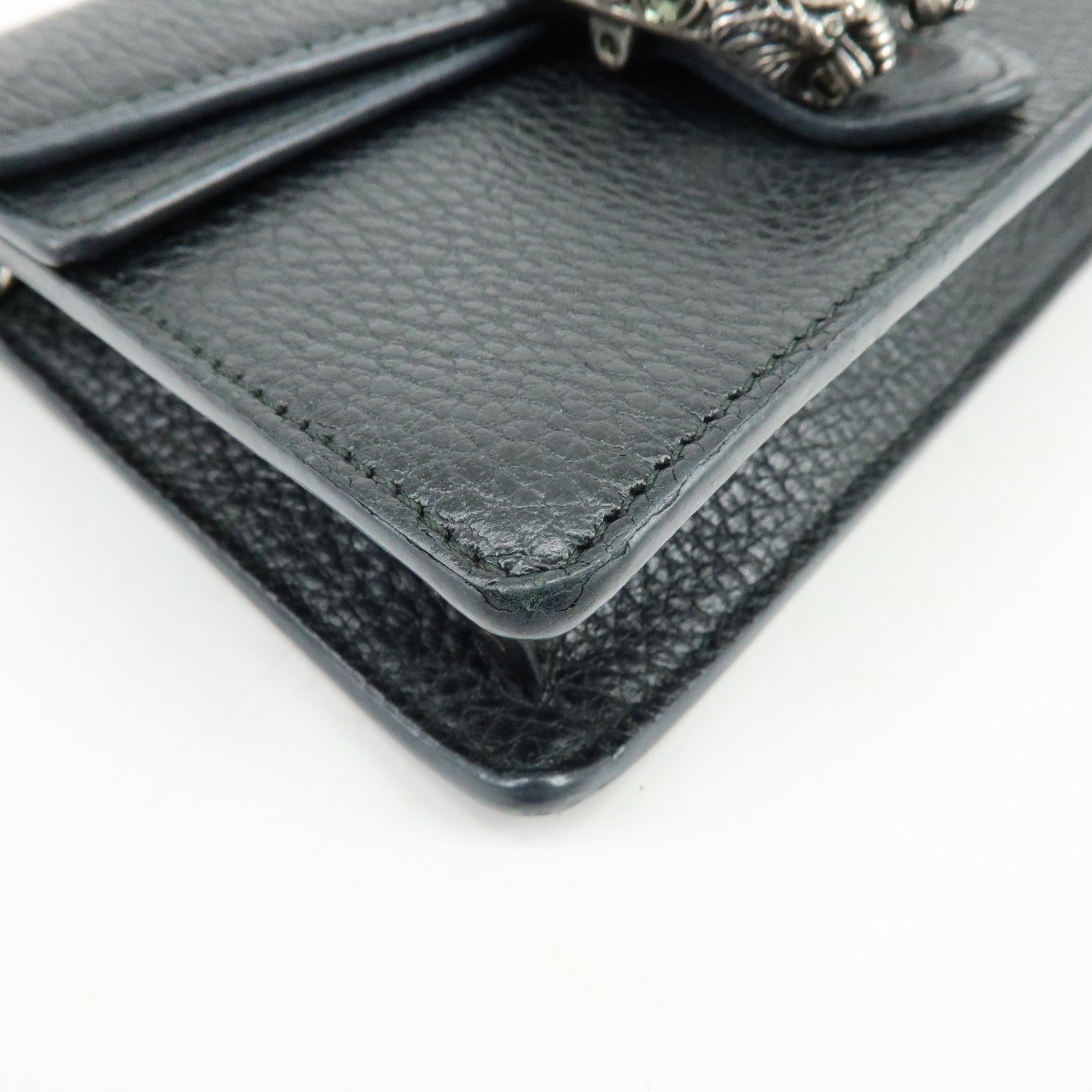 GUCCI Dionysus Super Mini Bag Leather Chain Shoulder Bag Black