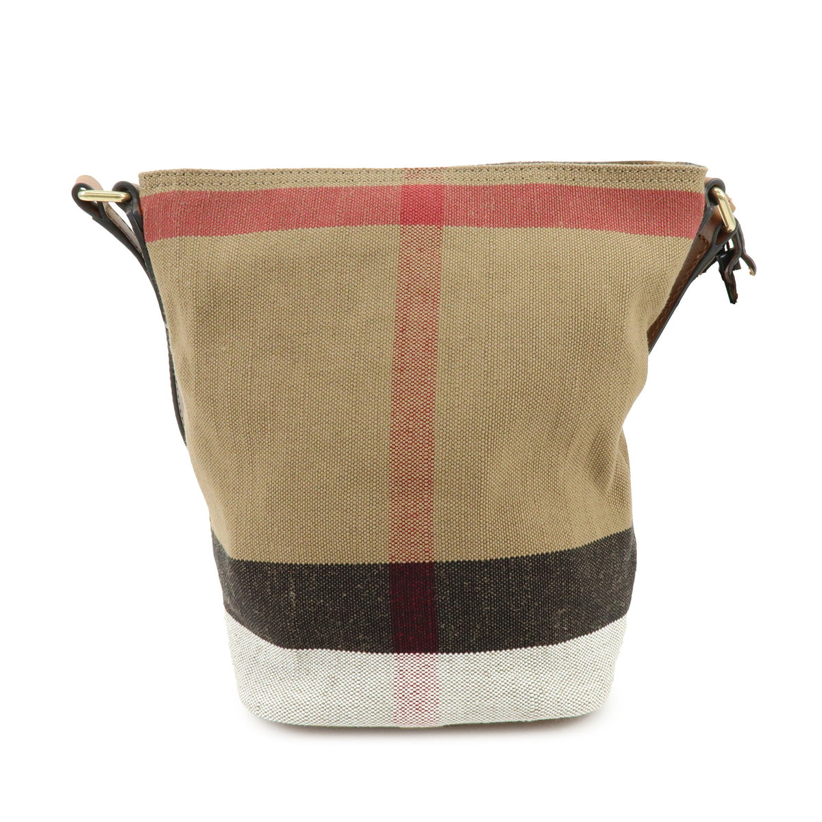 BURBERRY Nova Plaid Ashby Medium Canvas Leather Hobo Shoulder Bag