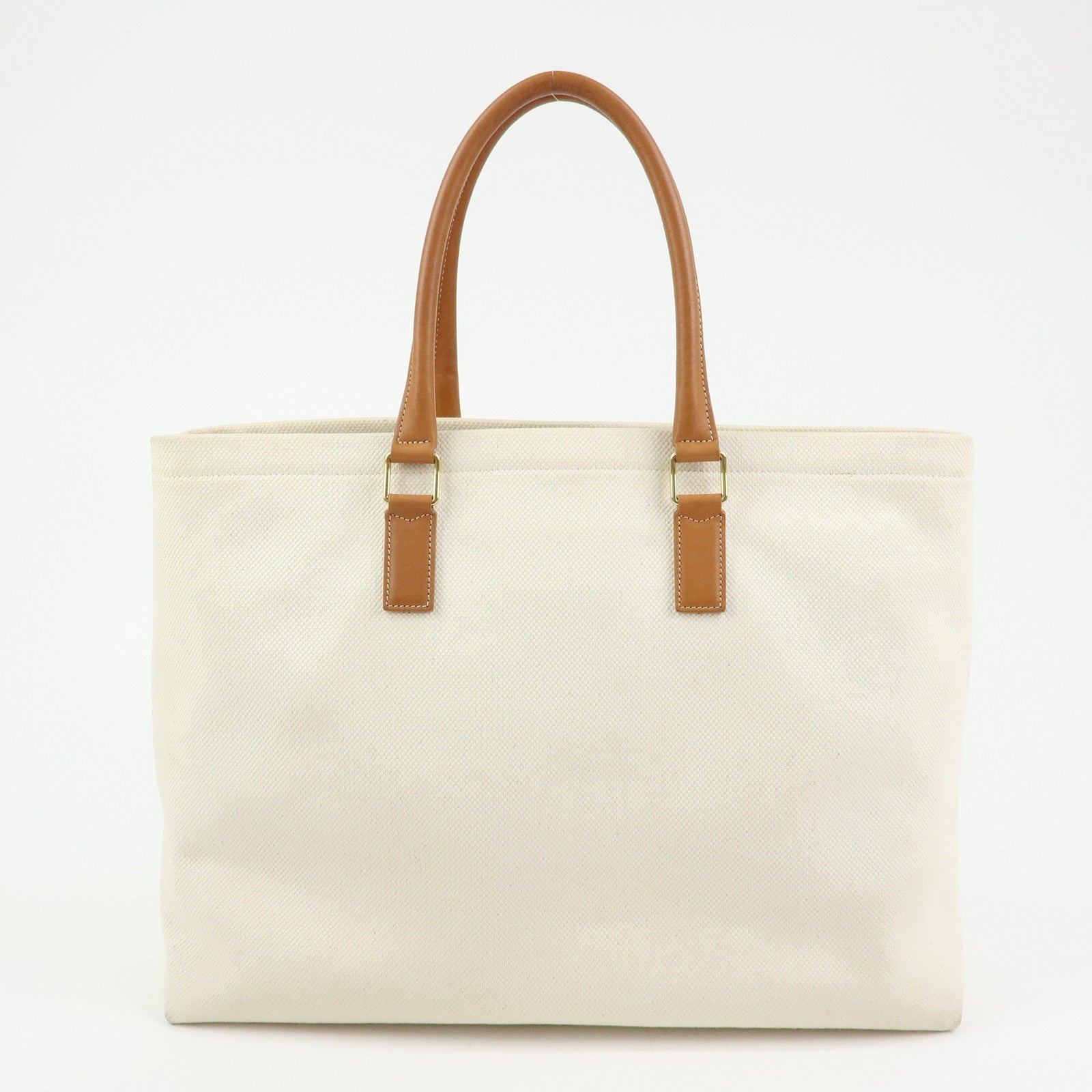Celine Horizontal Cabas Canvas Leather Tote Bag Natural