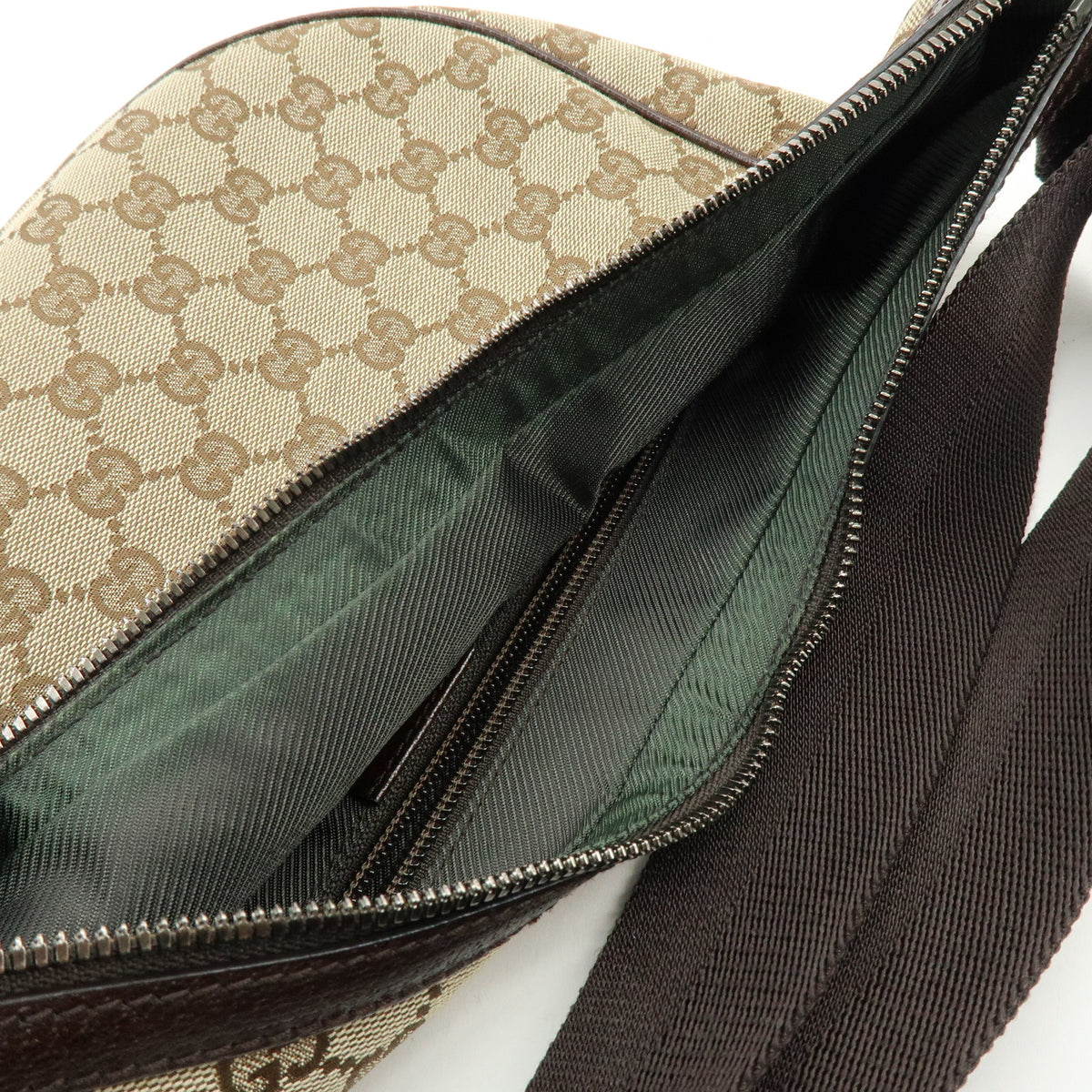 GUCCI GG Canvas Leather Shoulder Bag Hand Bag Brown Beige