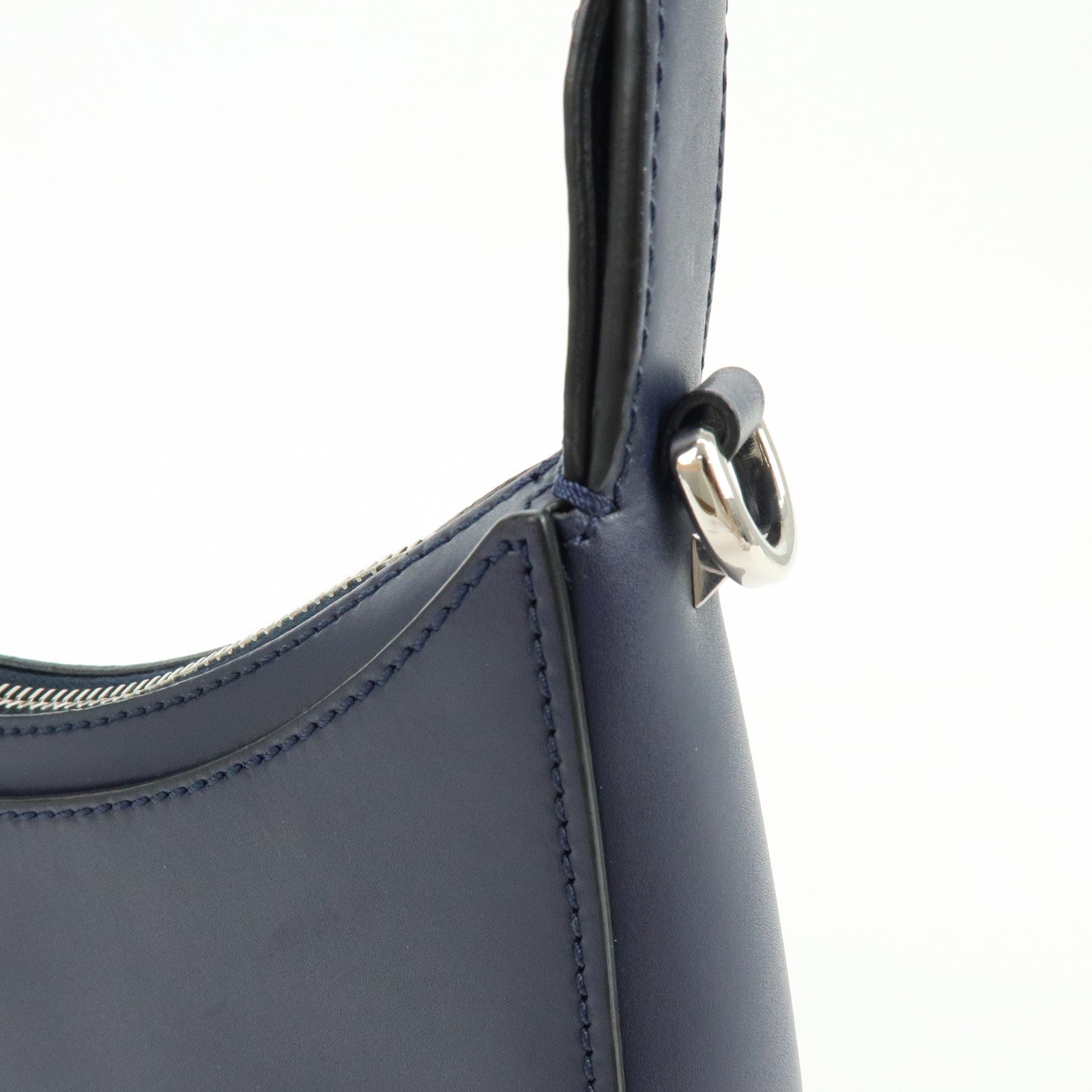VALENTINO Logo Leather 2Way Bag Hand Bag Shoulder Bag Navy