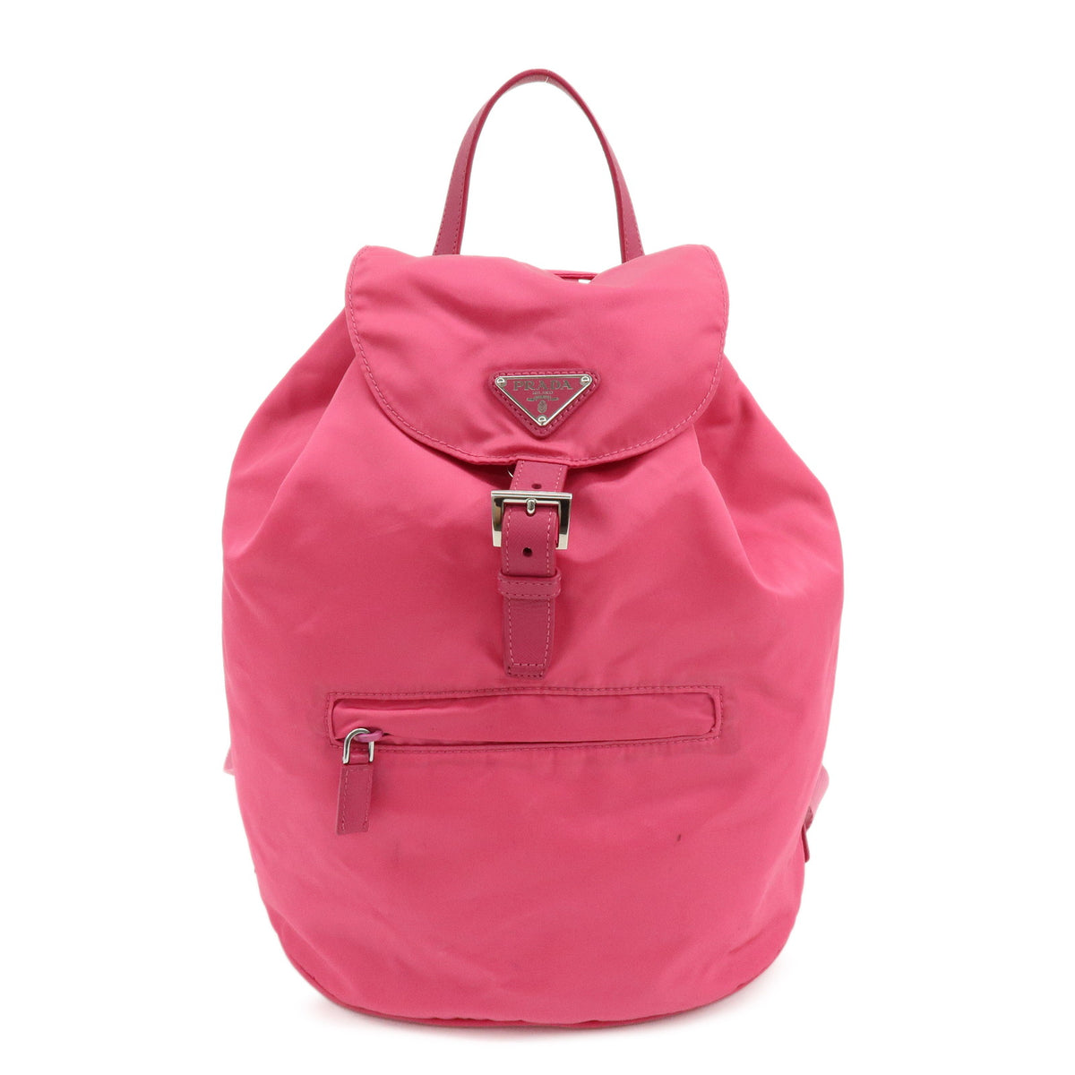 PRADA Triangle Log Nylon Leather Backpack Rucksack Pink BZ0032