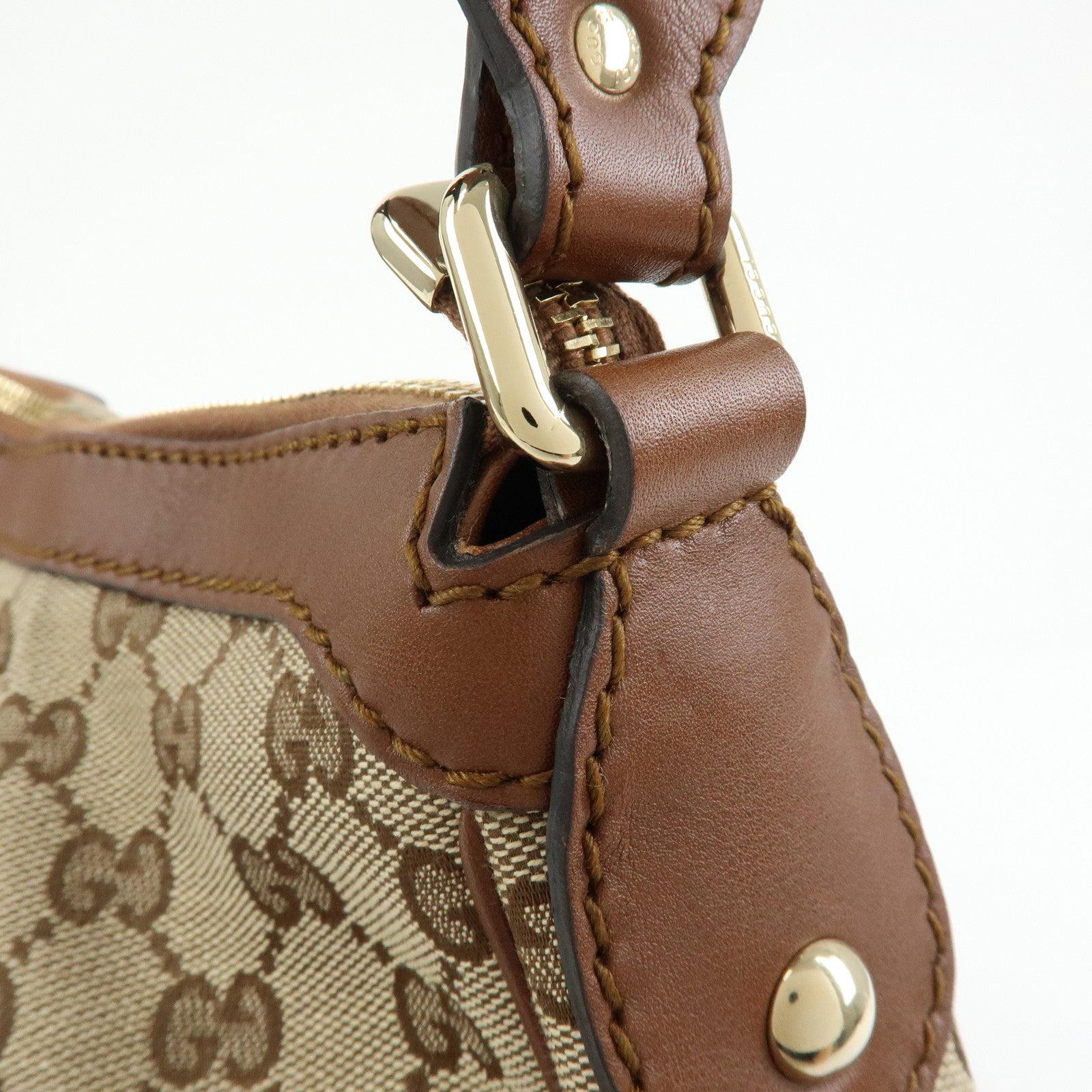 GUCCI Sukey Interlocking G GG Canvas Leather Shoulder Bag Beige 232955
