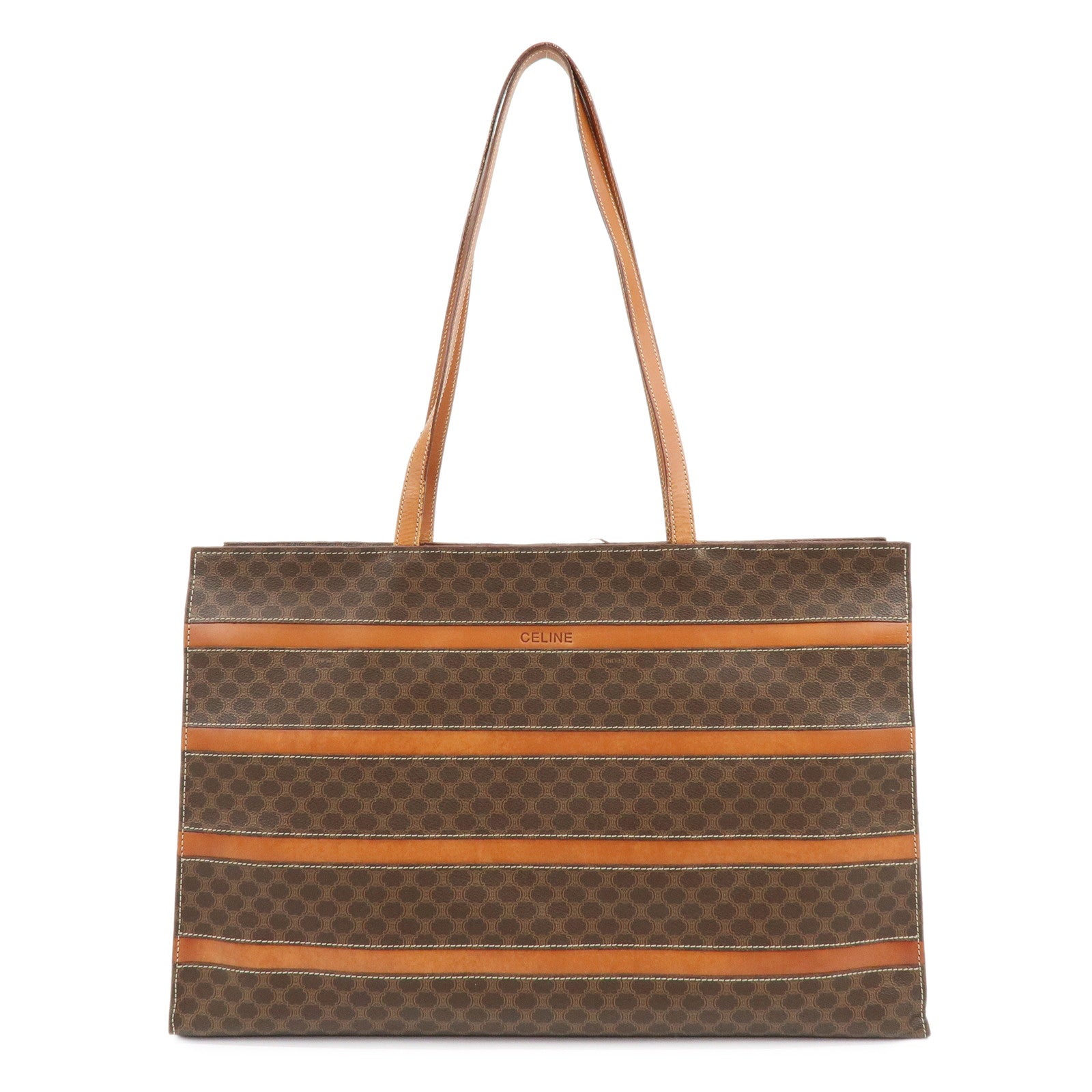 CELINE Macadam PVC Leather Tote Bag Shoulder Bag Brown